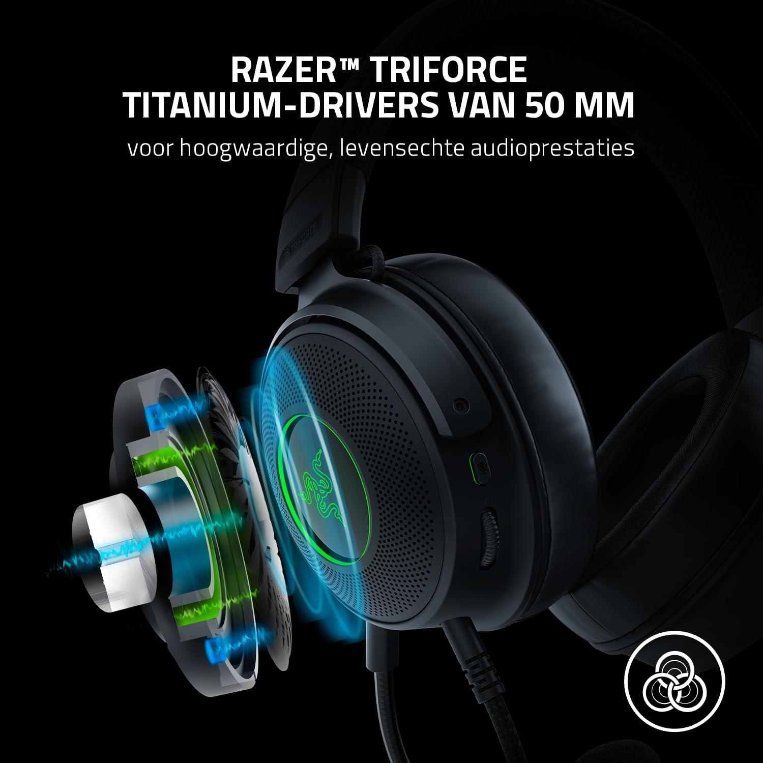 Razer Kraken V4 - Draadloze Gaming Headset (3 Modes Connectiviteit, TriForce 40mm Drivers, 9-Zone RGB Earcup Verlichting, Mix & Volume aanpassingen, THX Spatial Audio) Zwart