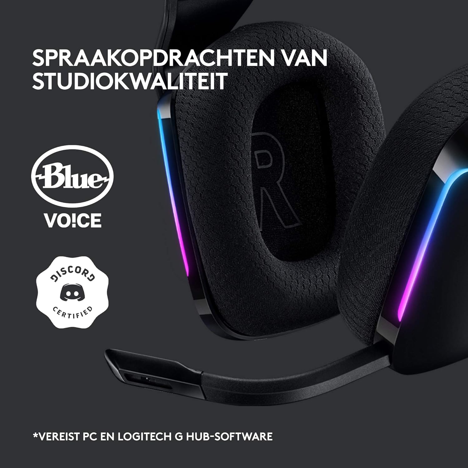 Logitech G522 LIGHTSPEED draadloze gaming headset, LIGHTSYNC RGB, microfoon en geavanceerde gesynchroniseerde audio, drievoudige connectiviteit - LIGHTSPEED, Bluetooth, USB-A naar USB-C voor pc -Zwart