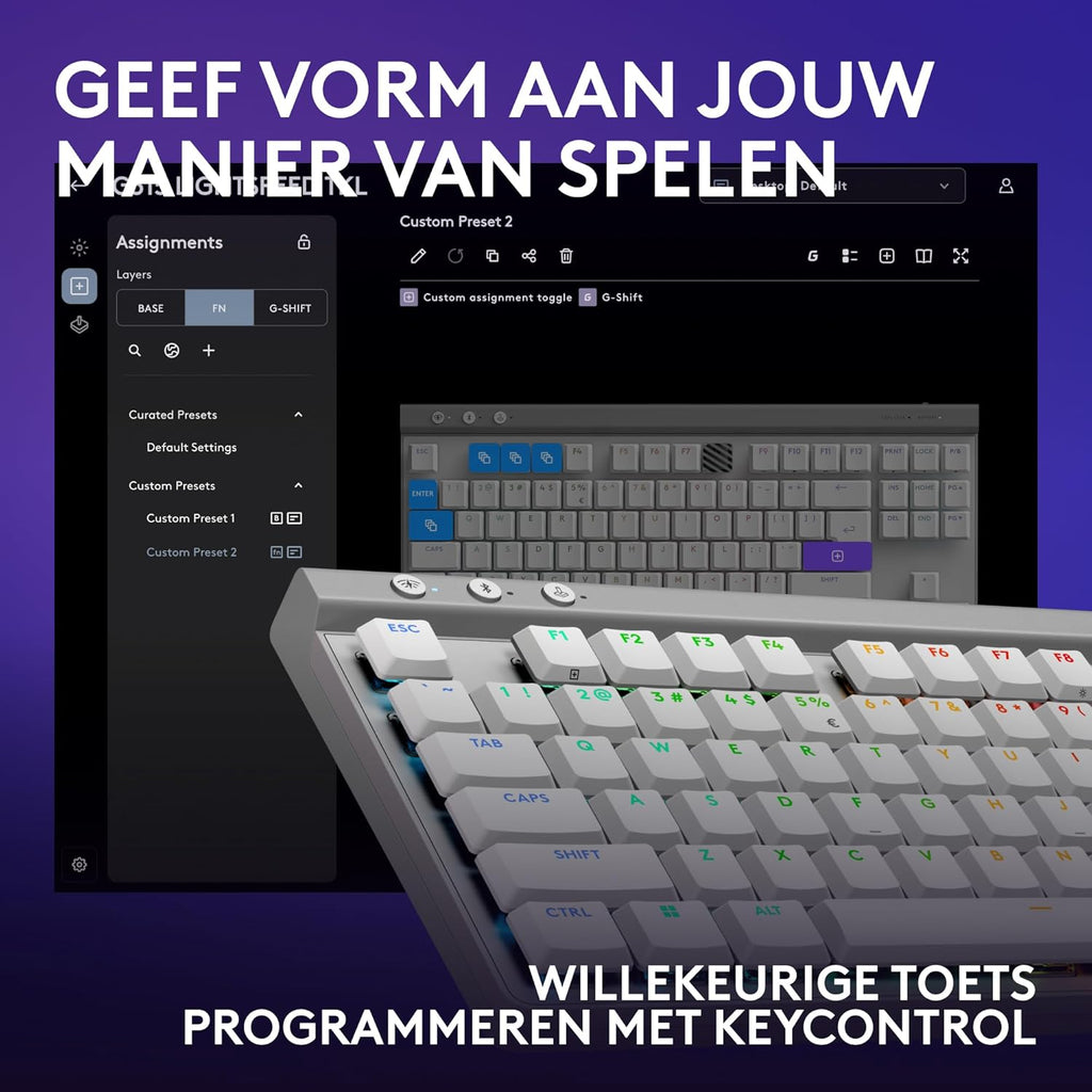 Logitech G G515 LIGHTSPEED TKL Laag profiel draadloos gamingtoetsenbord, LIGHTSYNC RGB, Thin Tenkeyless-ontwerp, PBT toetskappen, tactiele mechanische schakelaars, US International QWERTY - Zwart
