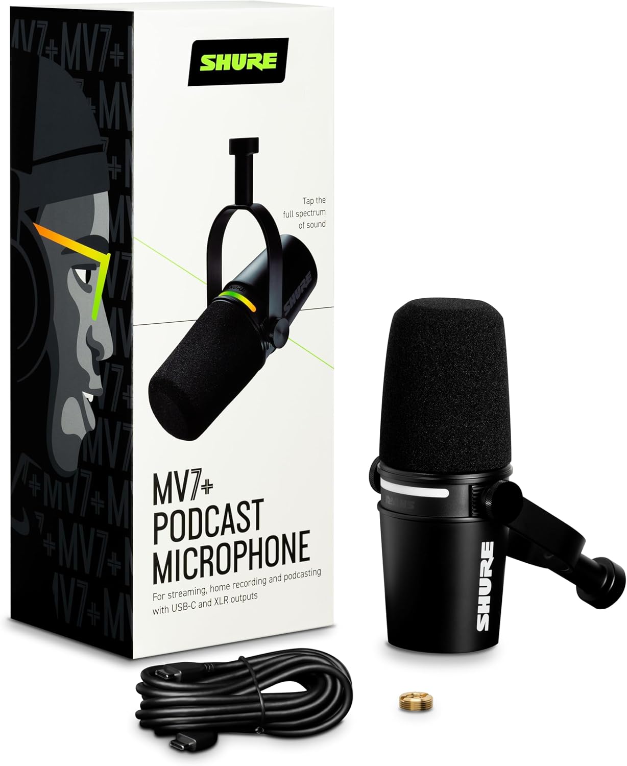 Shure MV7i Slimme Podcast Microfoon + Ingebouwde Audio Interface