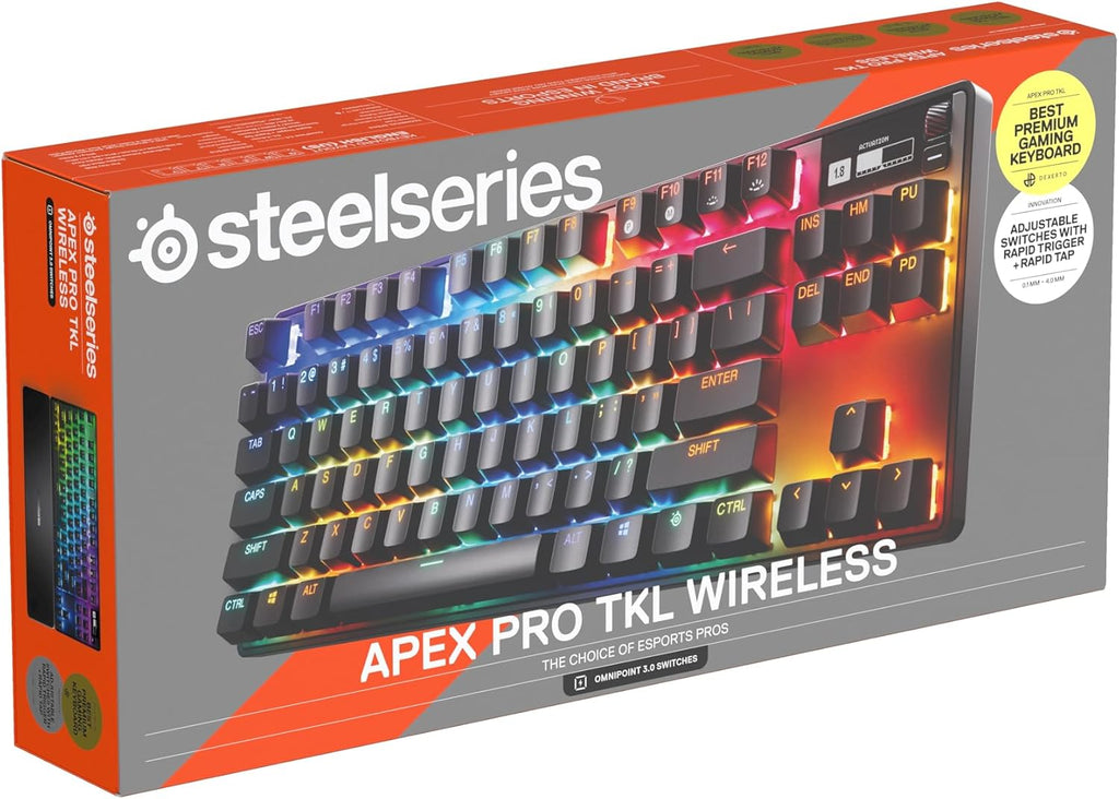 SteelSeries Apex Pro TKL Wireless Gen 3 - HyperMagnetic Gaming Keyboard - OmniPoint 3.0 - Verstelbare activering - Rapid Trigger - Voorinstellingen voor games - Rapid Tap/SOCD - OLED -DE Layout QWERTZ