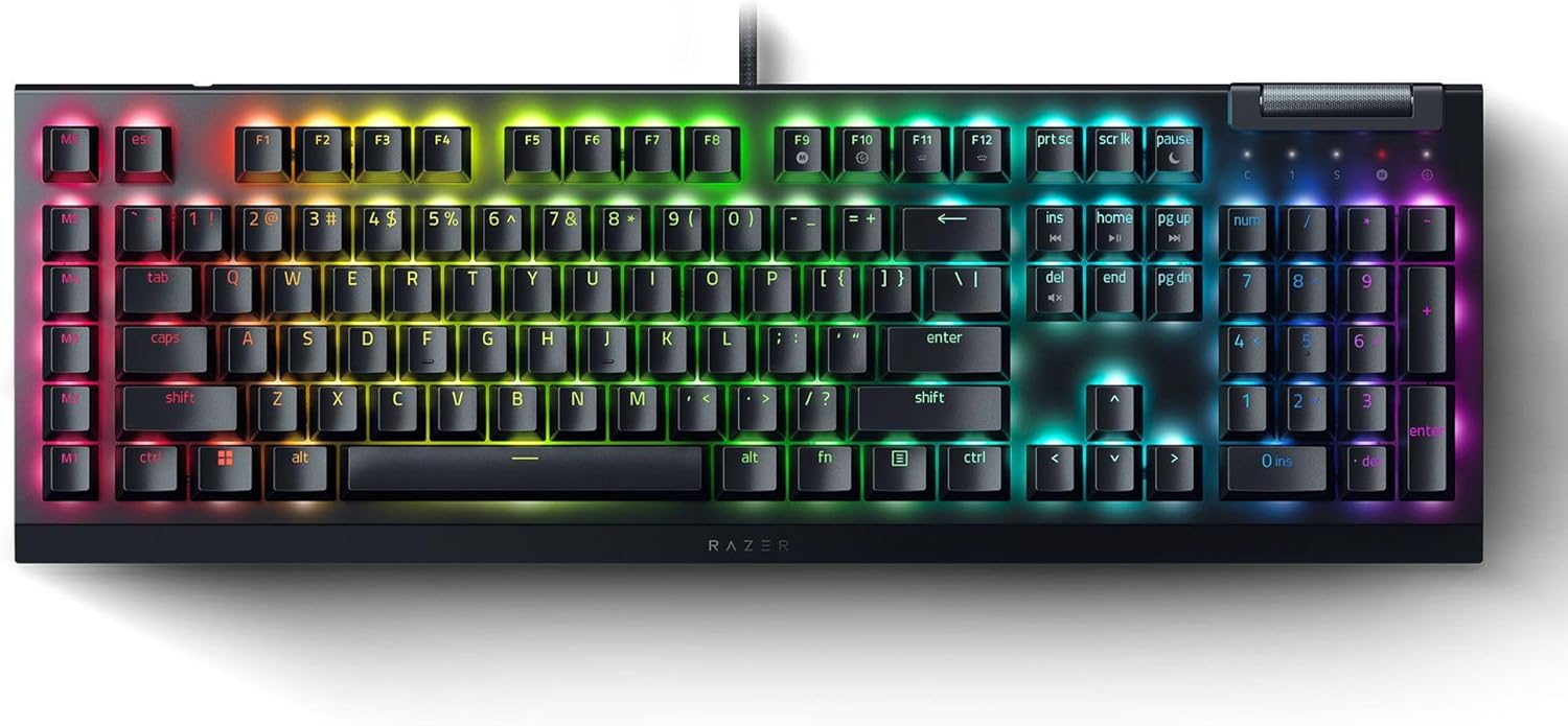 Razer BlackWidow V4 - Mechanisch gaming toetsenbord met Chroma RGB (Mechanische Razer gele schakelaars, 6 speciale macro toetsen, Doubleshot ABS keycaps) QWERTY US Layout | Zwart
