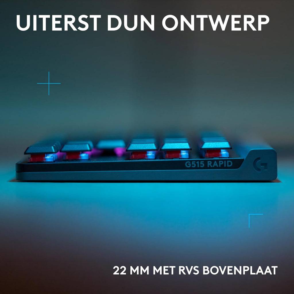 Logitech G G515 LIGHTSPEED TKL Laag profiel draadloos gamingtoetsenbord, LIGHTSYNC RGB, Thin Tenkeyless-ontwerp, PBT toetskappen, tactiele mechanische schakelaars, US International QWERTY - Zwart