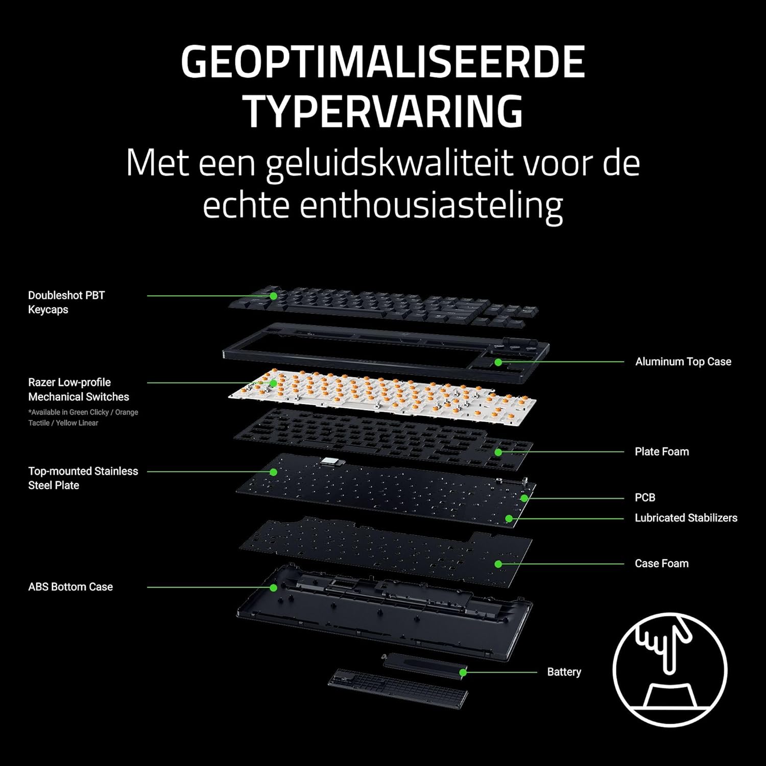 Razer BlackWidow V4 - Mechanisch gaming toetsenbord met Chroma RGB (Mechanische Razer gele schakelaars, 6 speciale macro toetsen, Doubleshot ABS keycaps) QWERTY US Layout | Zwart