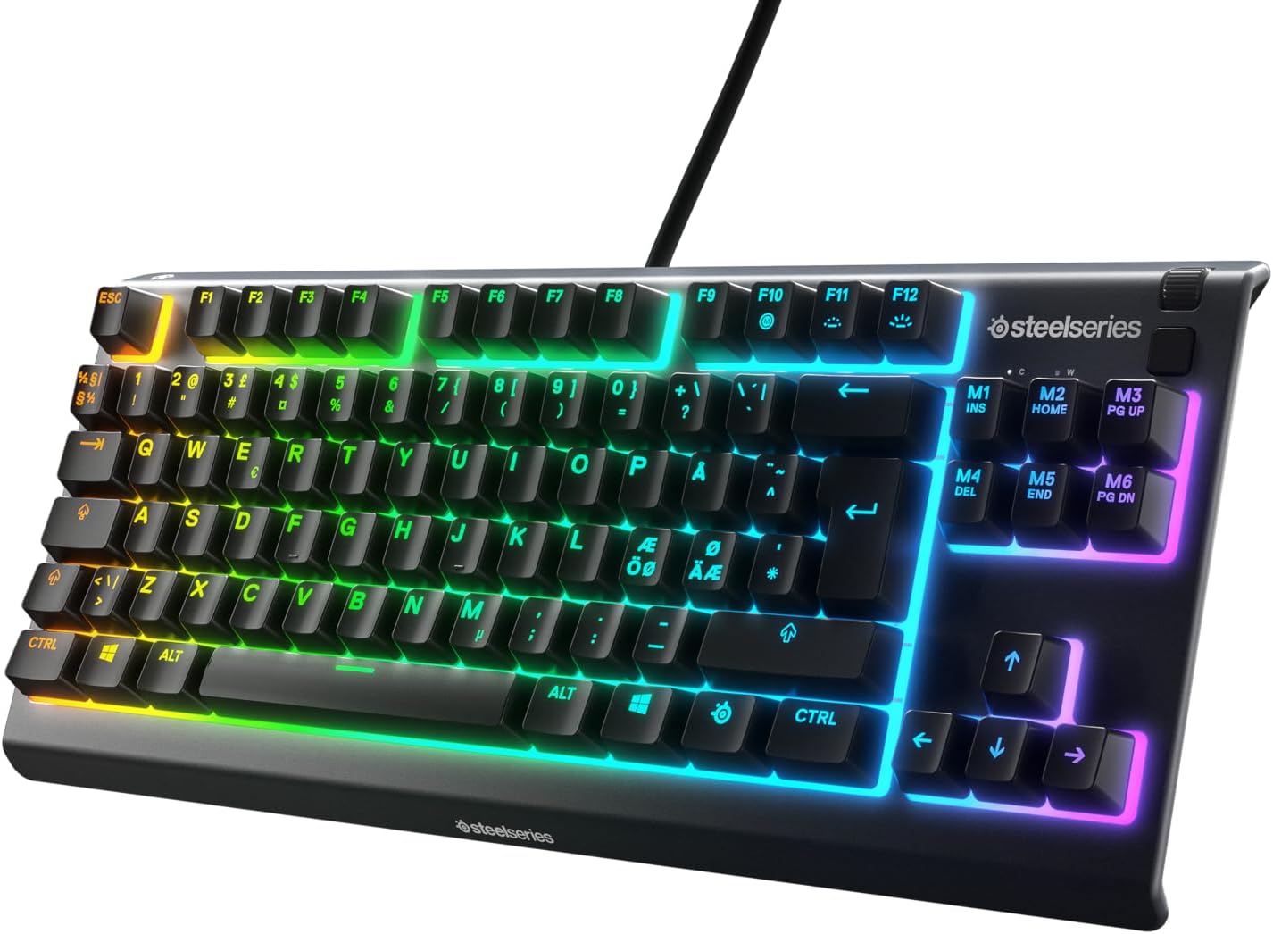 SteelSeries Apex 3 TKL - RGB-gamingtoetsenbord - Compact TKL-toetsenbord voor e-sports - 8-zone RGB-verlichting - Engels QWERTY Layout