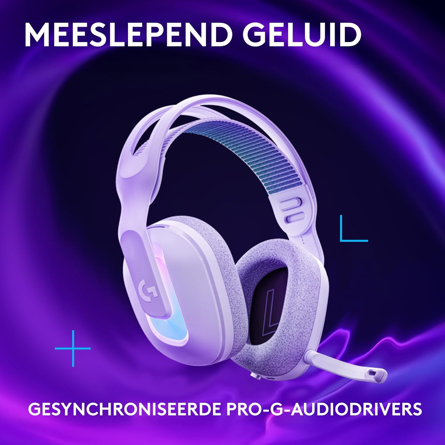 Logitech G522 LIGHTSPEED draadloze gaming headset, LIGHTSYNC RGB, microfoon en geavanceerde gesynchroniseerde audio, drievoudige connectiviteit - LIGHTSPEED, Bluetooth, USB-A naar USB-C voor pc -Zwart