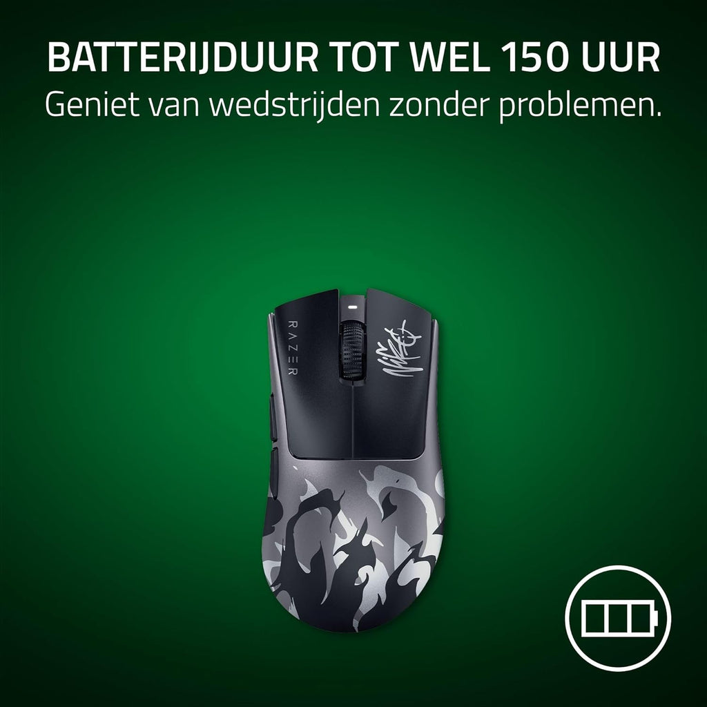 Razer DeathAdder V4 Pro NiKo Edition - Ultralichtgewicht draadloze Ergonomische Esports Muis - 57 g - 2,4 GHz Hyperspeed - Focus Pro 45K Sensor - 8K Hz Polling - Optische Schakelaars - PC/Mac | NiKo
