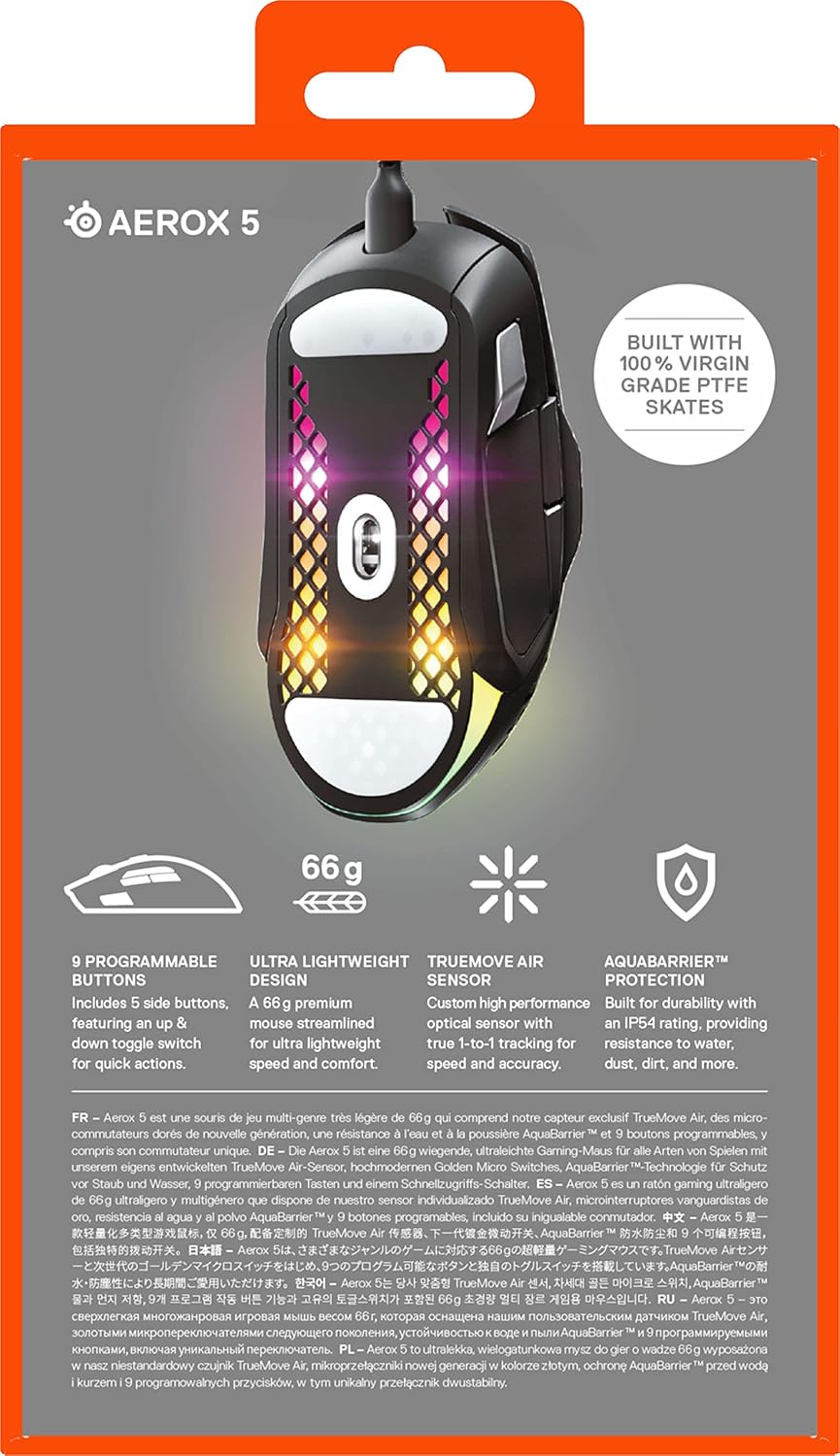 SteelSeries Aerox 3 - Geperforeerde RGB-gamingmuis - Ultralicht waterbestendig ontwerp - 8,500 DPI TrueMove Core optische sensor - Snow