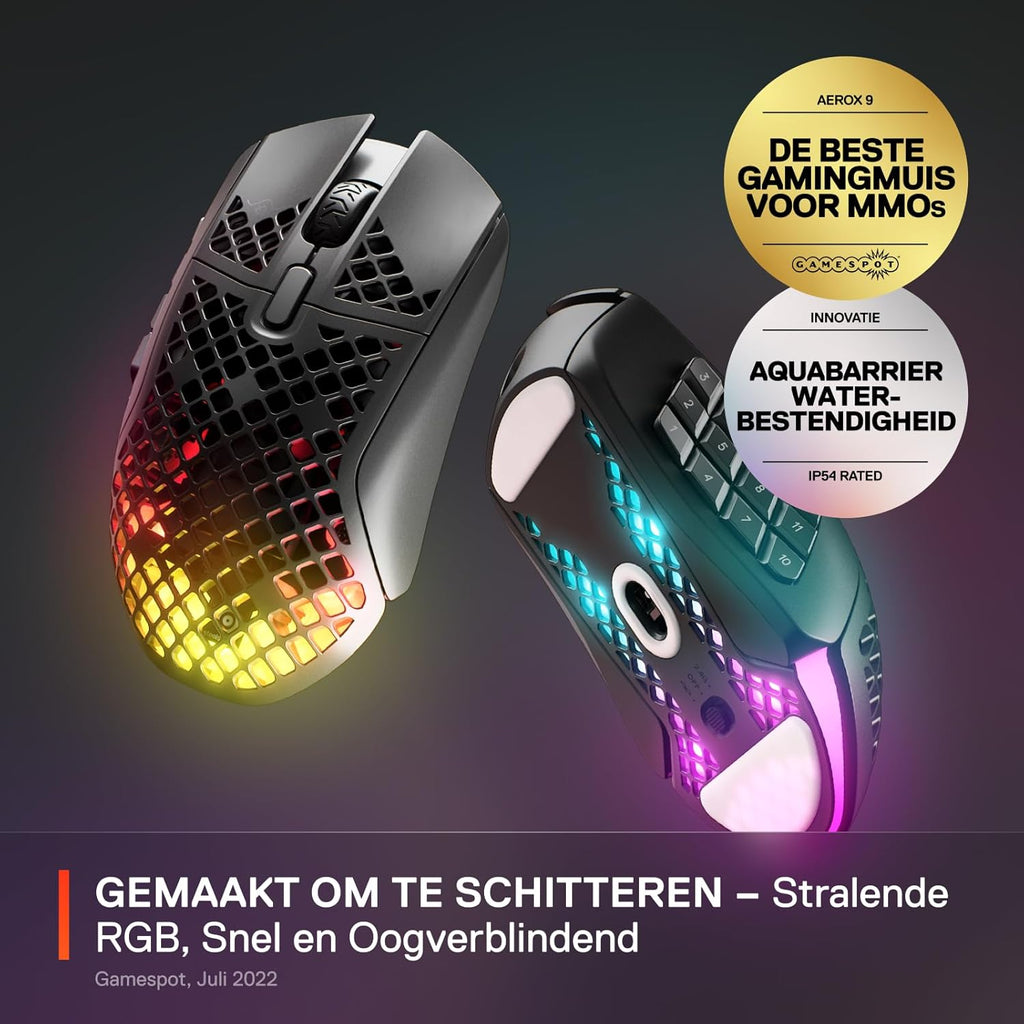 SteelSeries Aerox 3 - Geperforeerde RGB-gamingmuis - Ultralicht waterbestendig ontwerp - 8,500 DPI TrueMove Core optische sensor - Snow