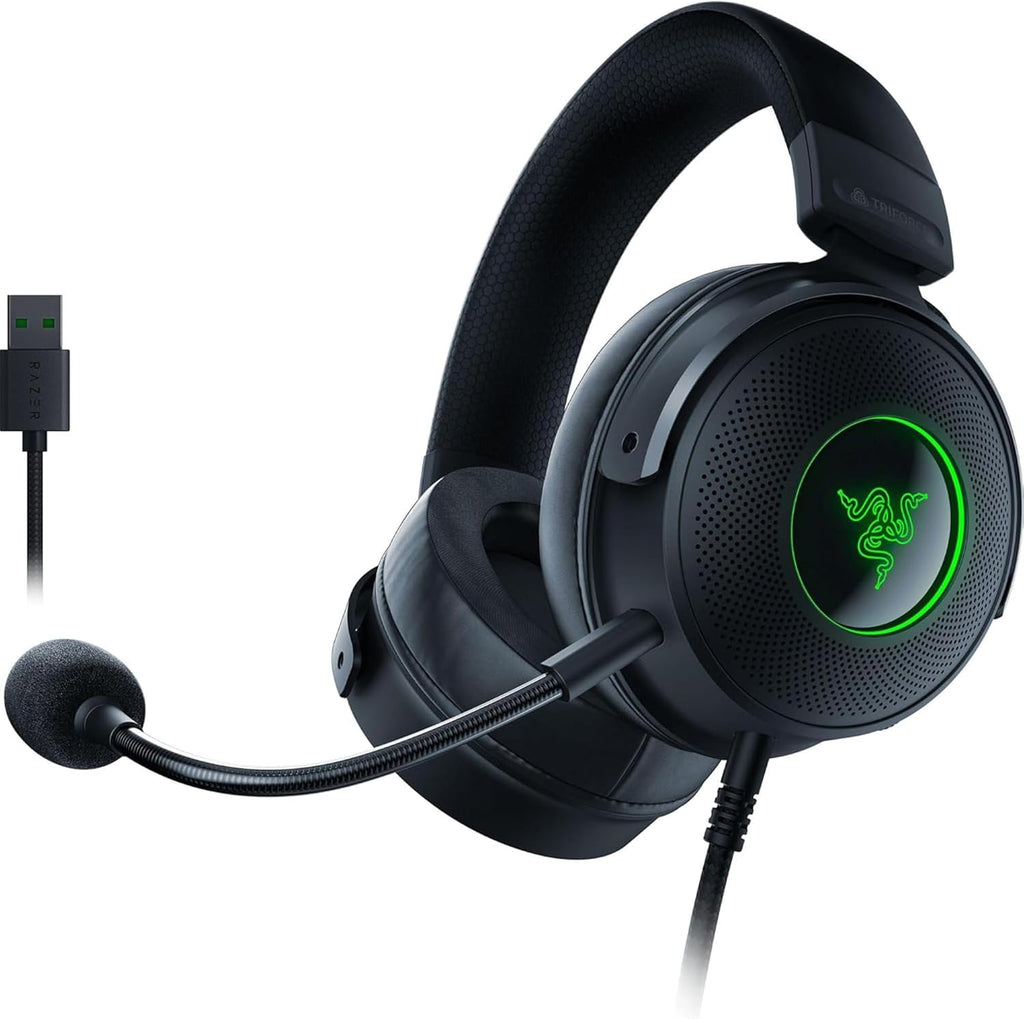 Razer Kraken V4 - Draadloze Gaming Headset (3 Modes Connectiviteit, TriForce 40mm Drivers, 9-Zone RGB Earcup Verlichting, Mix & Volume aanpassingen, THX Spatial Audio) Zwart