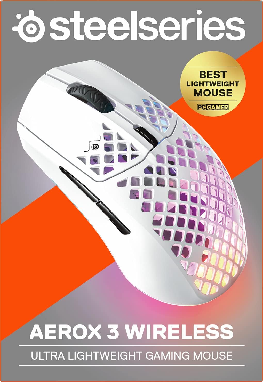 SteelSeries Aerox 3 - Geperforeerde RGB-gamingmuis - Ultralicht waterbestendig ontwerp - 8,500 DPI TrueMove Core optische sensor - Snow