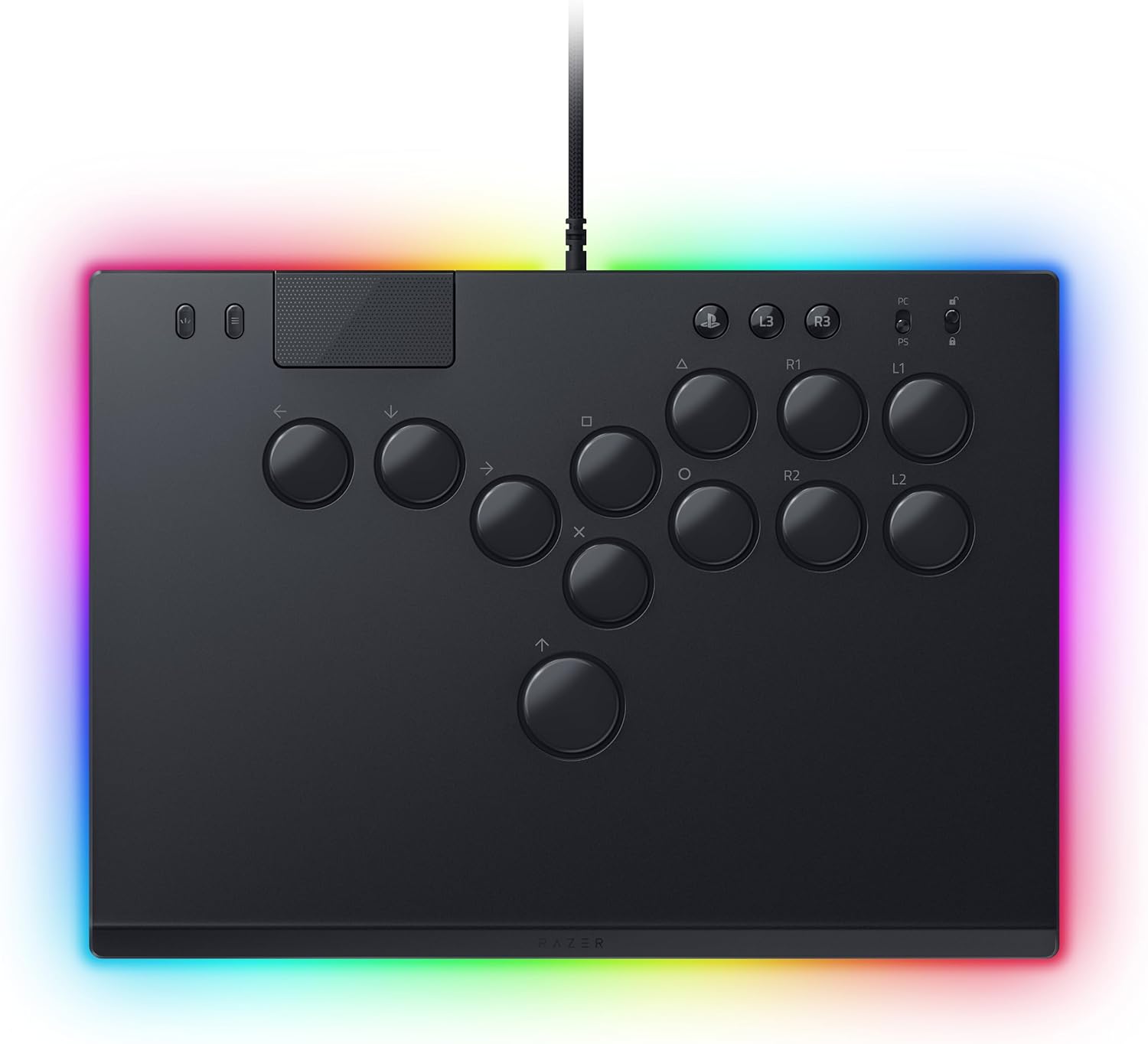 Razer Kitsune - Optische arcadecontroller met knoppen voor PS5 en pc (Nauwkeurige knopindeling met vier bewegingsrichtingen, Lage lineaire optische switches van Razer, Dun en draagbaar ontwerp) Zwart