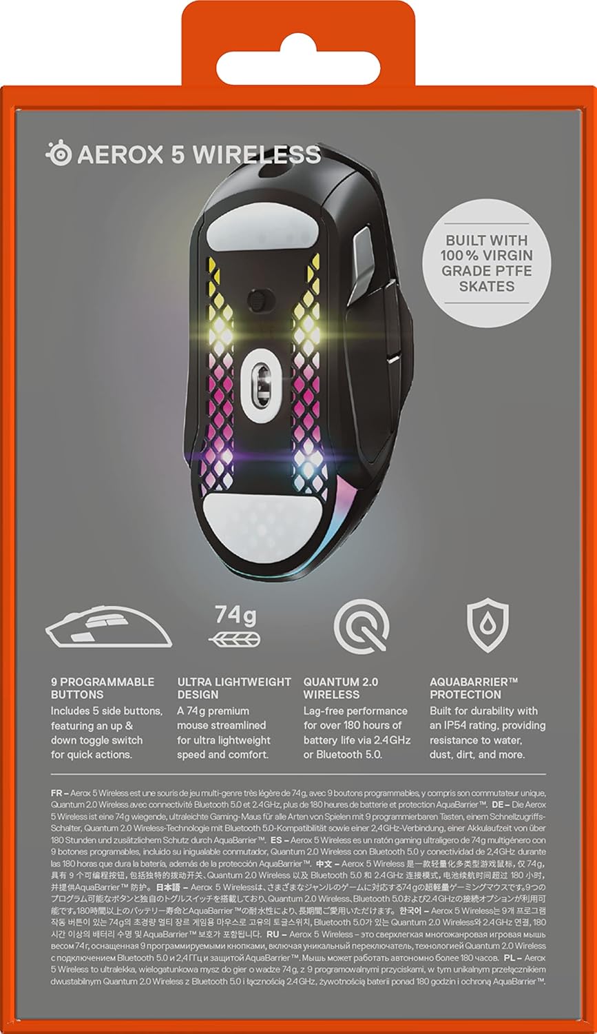 SteelSeries Aerox 3 - Geperforeerde RGB-gamingmuis - Ultralicht waterbestendig ontwerp - 8,500 DPI TrueMove Core optische sensor - Snow