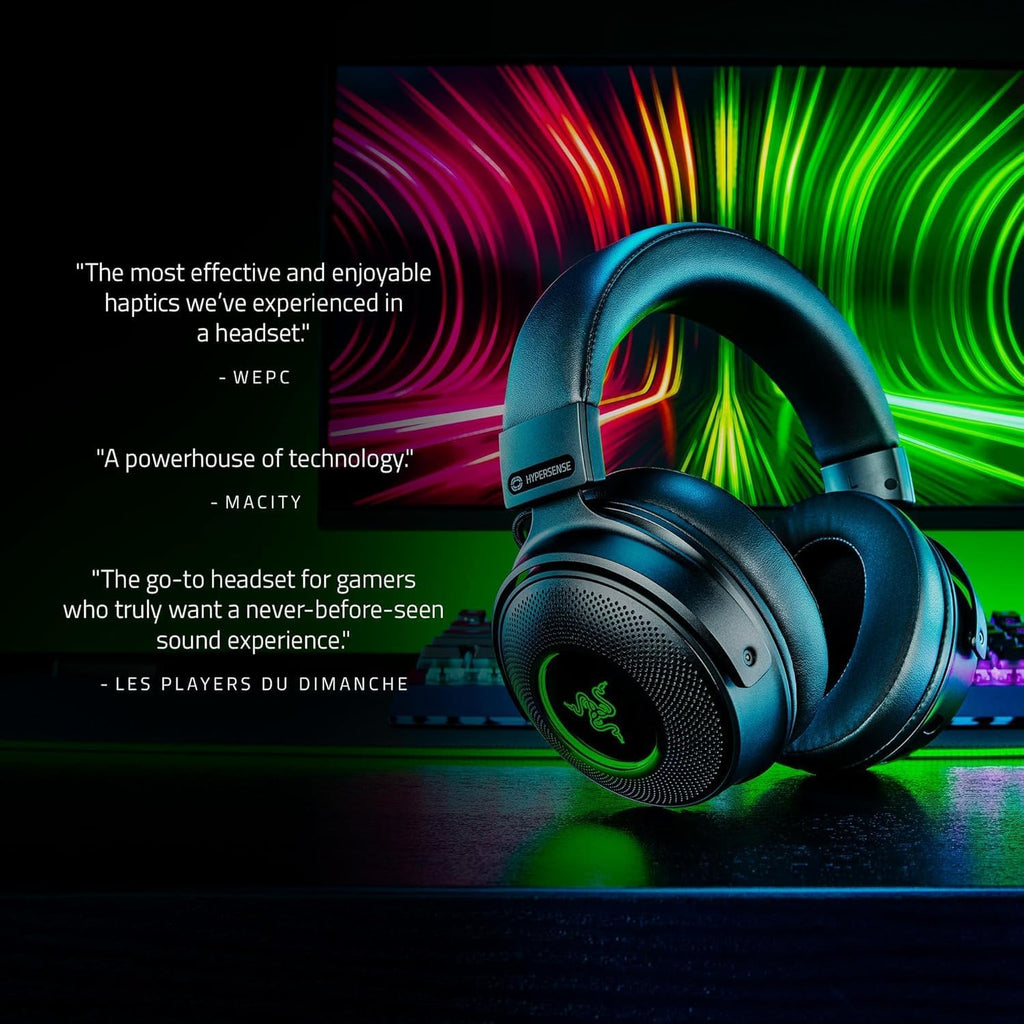Razer Kraken V4 - Draadloze Gaming Headset (3 Modes Connectiviteit, TriForce 40mm Drivers, 9-Zone RGB Earcup Verlichting, Mix & Volume aanpassingen, THX Spatial Audio) Zwart