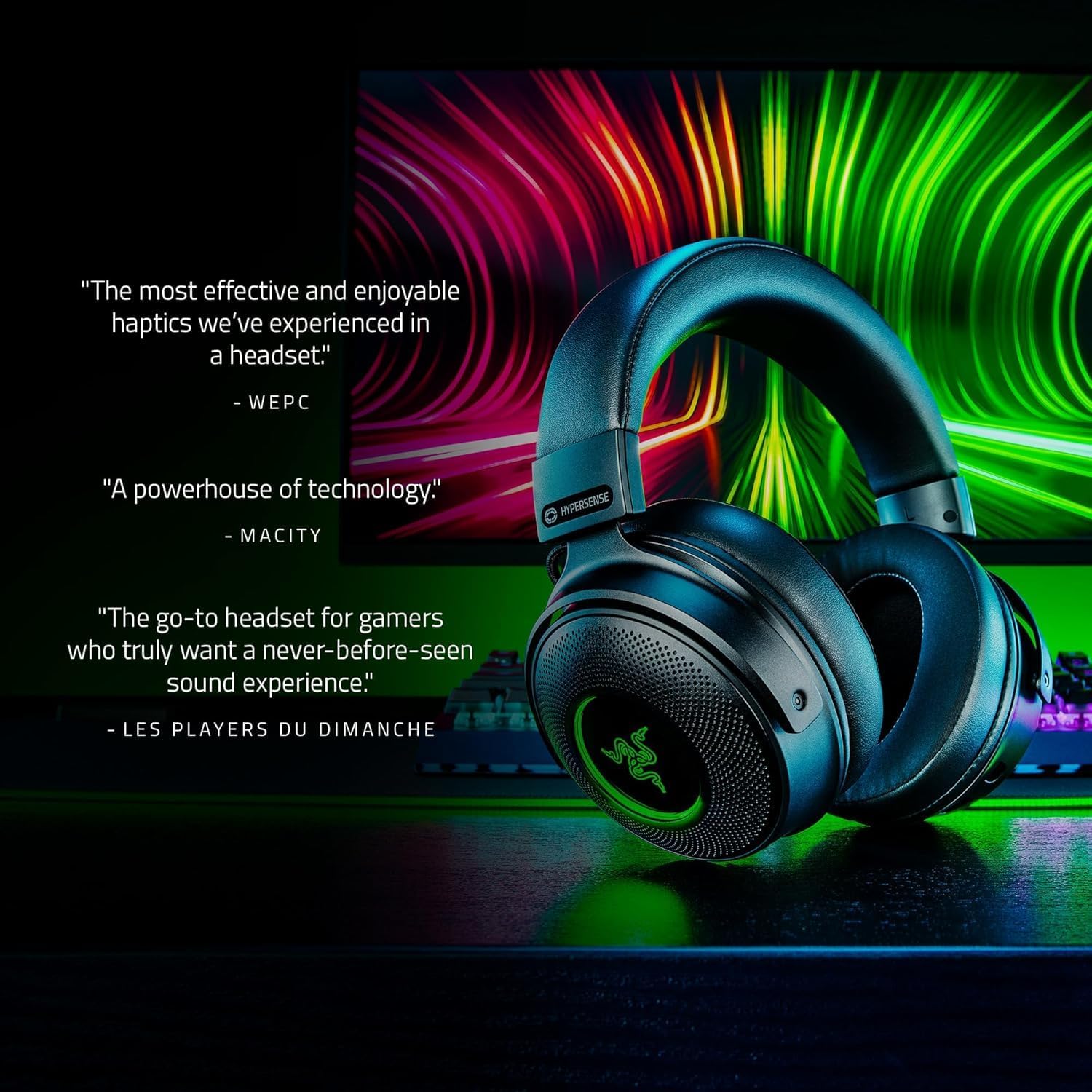 Razer Kraken V4 - Draadloze Gaming Headset (3 Modes Connectiviteit, TriForce 40mm Drivers, 9-Zone RGB Earcup Verlichting, Mix & Volume aanpassingen, THX Spatial Audio) Zwart