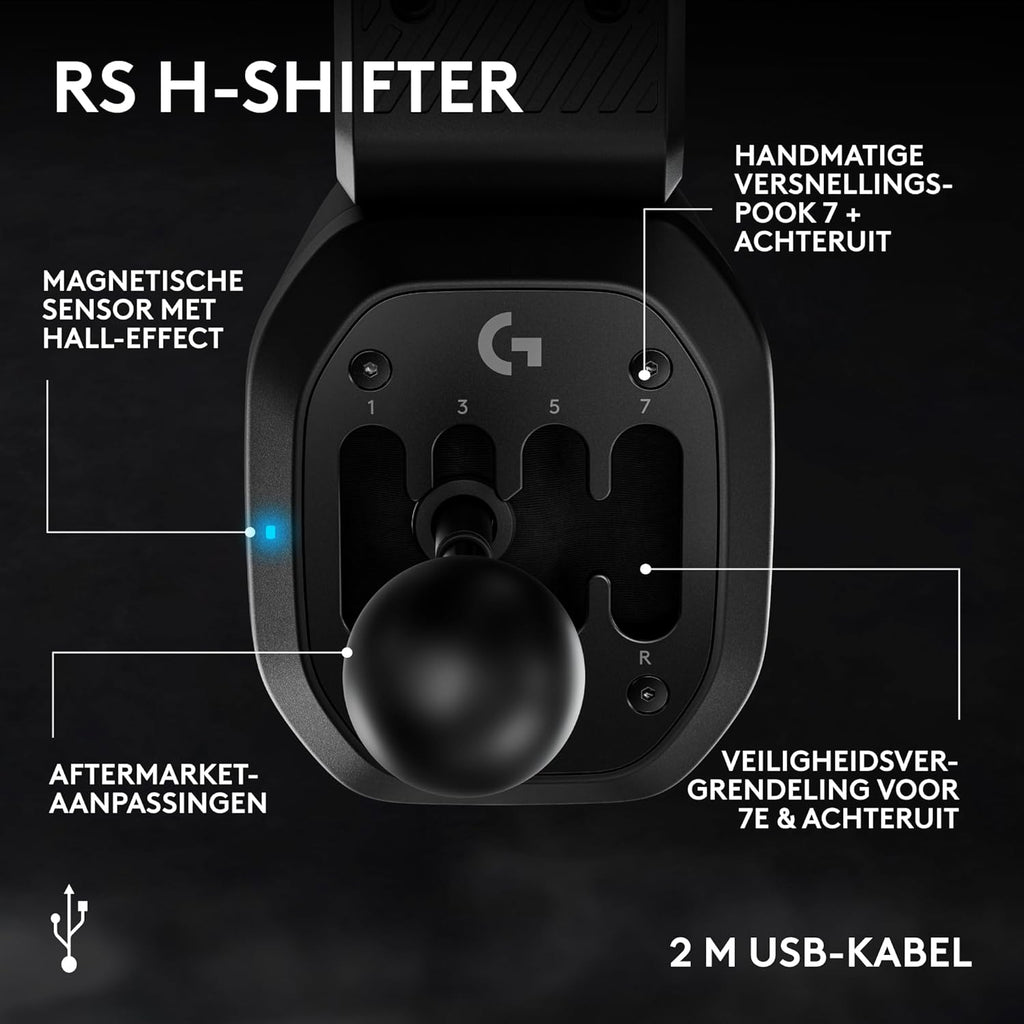 Logitech G RS H-SHIFTER - Levier de vitesses de simulation de course compatible avec les bases de volant de course PRO et RS50 pour consoles PlayStation 5, PS4, Xbox-Series X|S, Xbox-One et PC - Noir