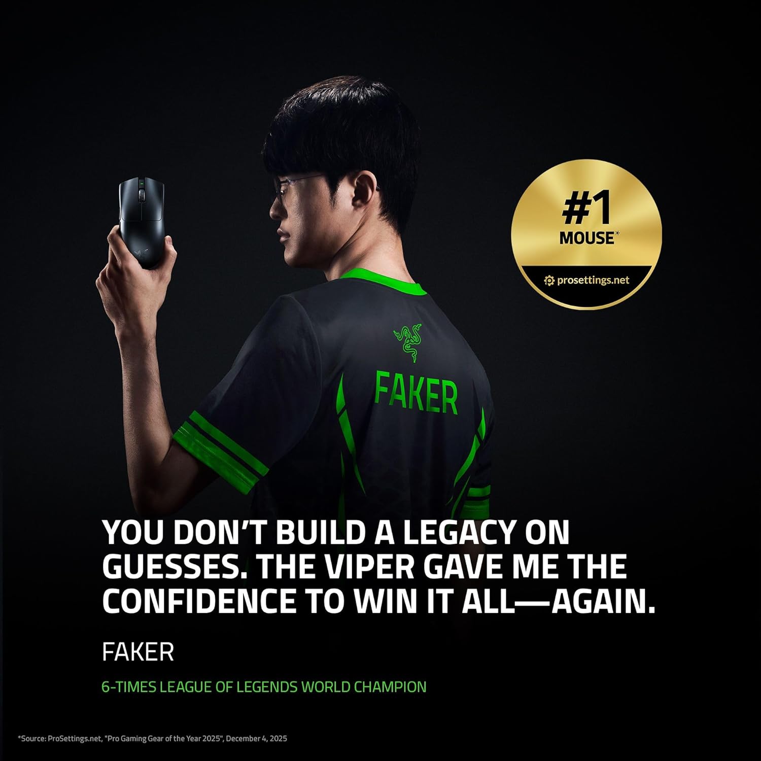 Razer Viper V3 Pro - Ultralichte draadloze Esports Gaming-muis (8K Hz HyperPolling, lichtgewicht van 54 gram, Focus Pro Sensor 35K DPI, draadloze HyperSpeed, batterijlevensduur van 95 uur) Zwart