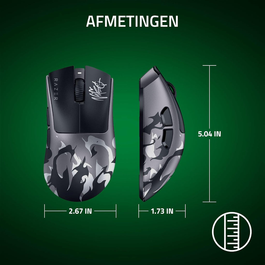 Razer DeathAdder V4 Pro NiKo Edition - Ultralichtgewicht draadloze Ergonomische Esports Muis - 57 g - 2,4 GHz Hyperspeed - Focus Pro 45K Sensor - 8K Hz Polling - Optische Schakelaars - PC/Mac | NiKo