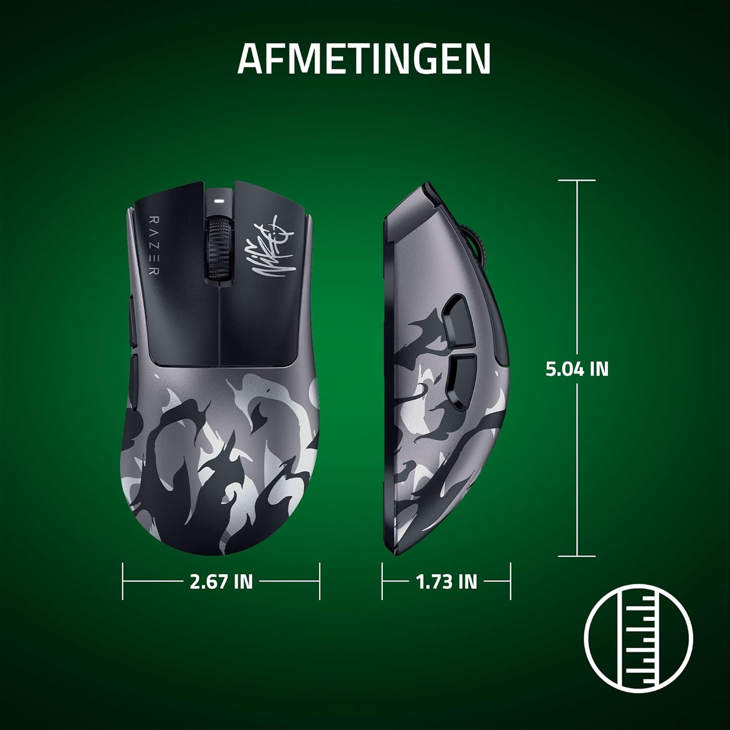 Razer DeathAdder V4 Pro NiKo Edition - Ultralichtgewicht draadloze Ergonomische Esports Muis - 57 g - 2,4 GHz Hyperspeed - Focus Pro 45K Sensor - 8K Hz Polling - Optische Schakelaars - PC/Mac | NiKo