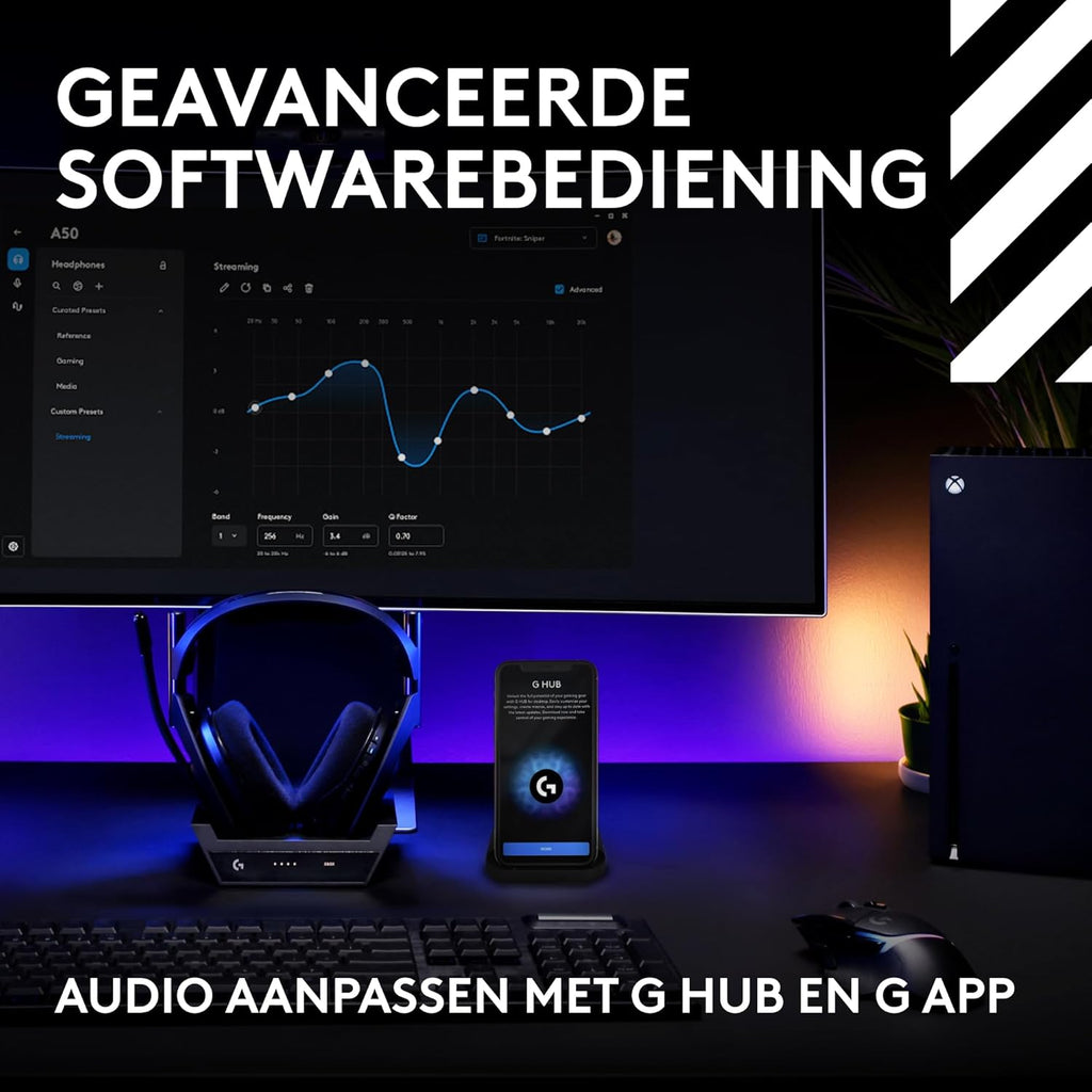 Logitech G Astro A50 X LIGHTSPEED trådlöst spelheadset + batteriladdare, PRO-G GRAPHENE, PLAYSYNC för Xbox Series X|S + PS5 + PC/Mac, Nintendo Switch 2, Bluetooth, HDMI 2.1 Passthru - Vit