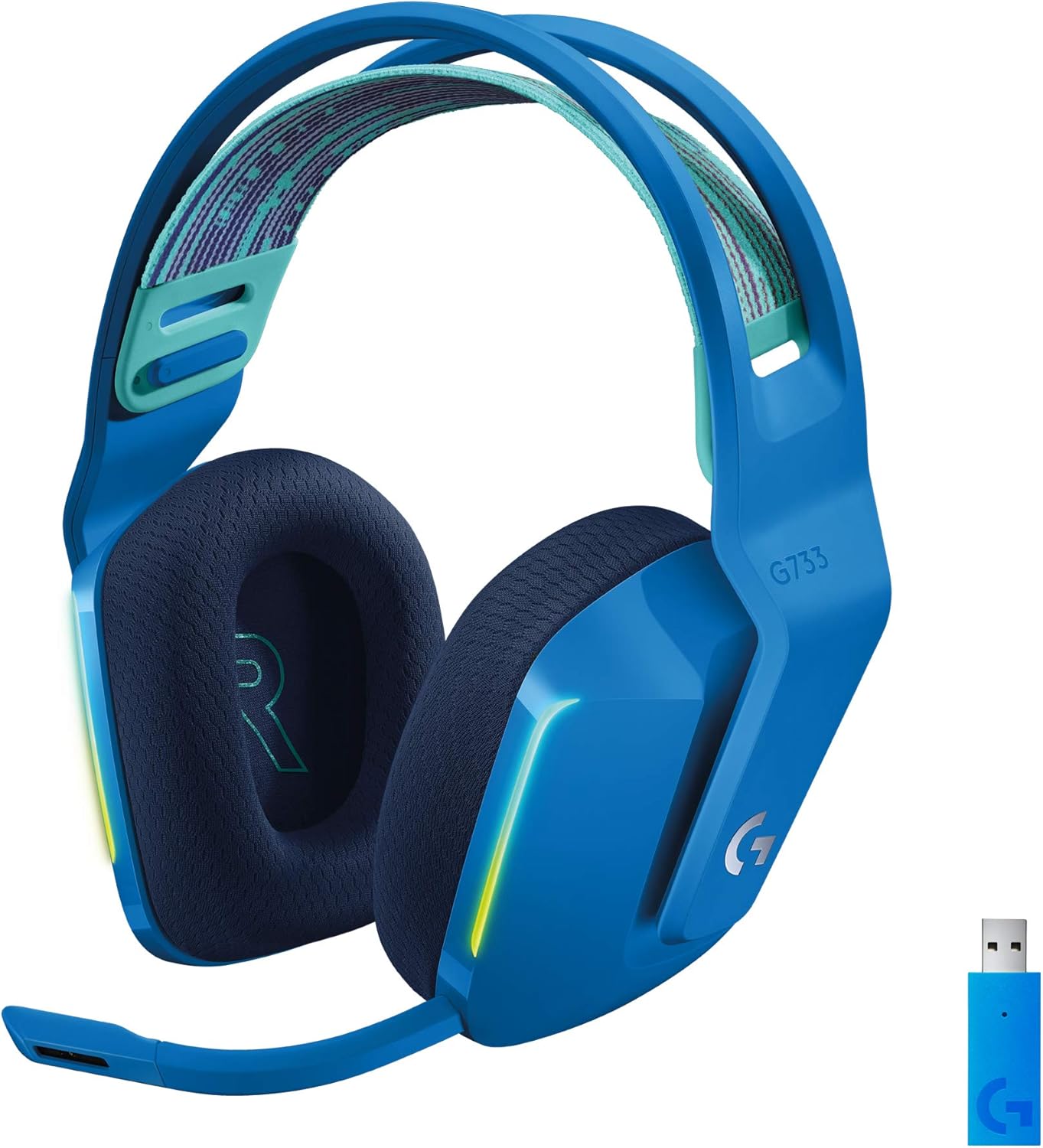 Logitech G522 LIGHTSPEED draadloze gaming headset, LIGHTSYNC RGB, microfoon en geavanceerde gesynchroniseerde audio, drievoudige connectiviteit - LIGHTSPEED, Bluetooth, USB-A naar USB-C voor pc -Zwart