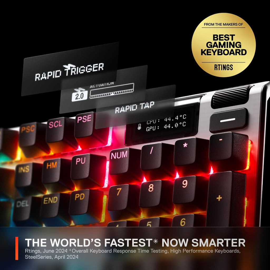 SteelSeries Apex Pro Gen 3 - HyperMagnetic Gaming Keyboard - OmniPoint 3.0 schakelaars - Verstelbare activering - Rapid Trigger - Rapid Tap/SOCD - OLED - RGB - PBT-keycaps - USB-C - FR Layout AZERTY