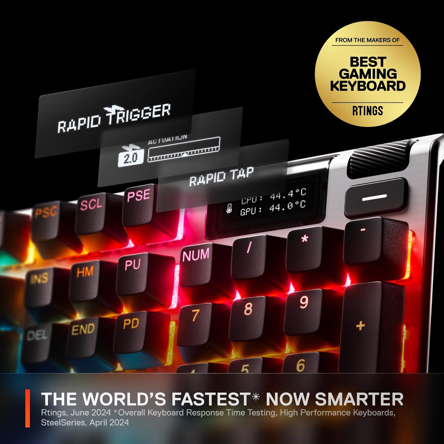 SteelSeries Apex Pro Gen 3 - HyperMagnetic Gaming Keyboard - OmniPoint 3.0 schakelaars - Verstelbare activering - Rapid Trigger - Rapid Tap/SOCD - OLED - RGB - PBT-keycaps - USB-C - FR Layout AZERTY