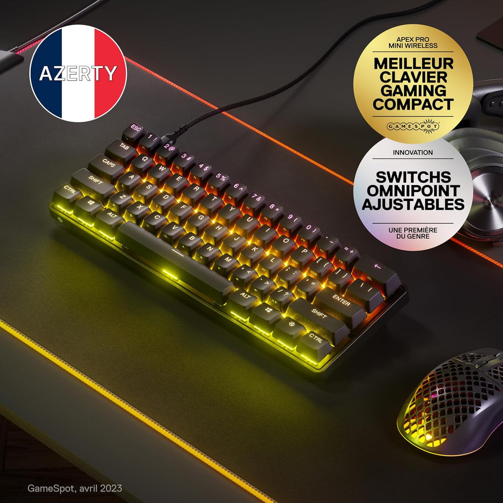 SteelSeries Apex Pro Mini Gen 3 OmniPoint 3.0 HyperMagnetic-schakelaars - Verstelbare activering - Rapid Trigger - Presets voor games - Protection Mode - Rapid Tap/SOCD - RGB - PBT-keycaps - UK QWERTY