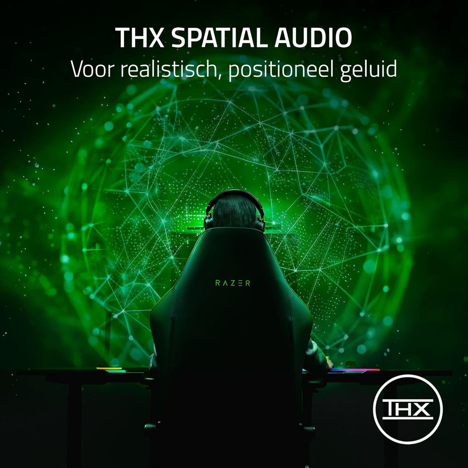 Razer Kraken V4 - Draadloze Gaming Headset (3 Modes Connectiviteit, TriForce 40mm Drivers, 9-Zone RGB Earcup Verlichting, Mix & Volume aanpassingen, THX Spatial Audio) Zwart