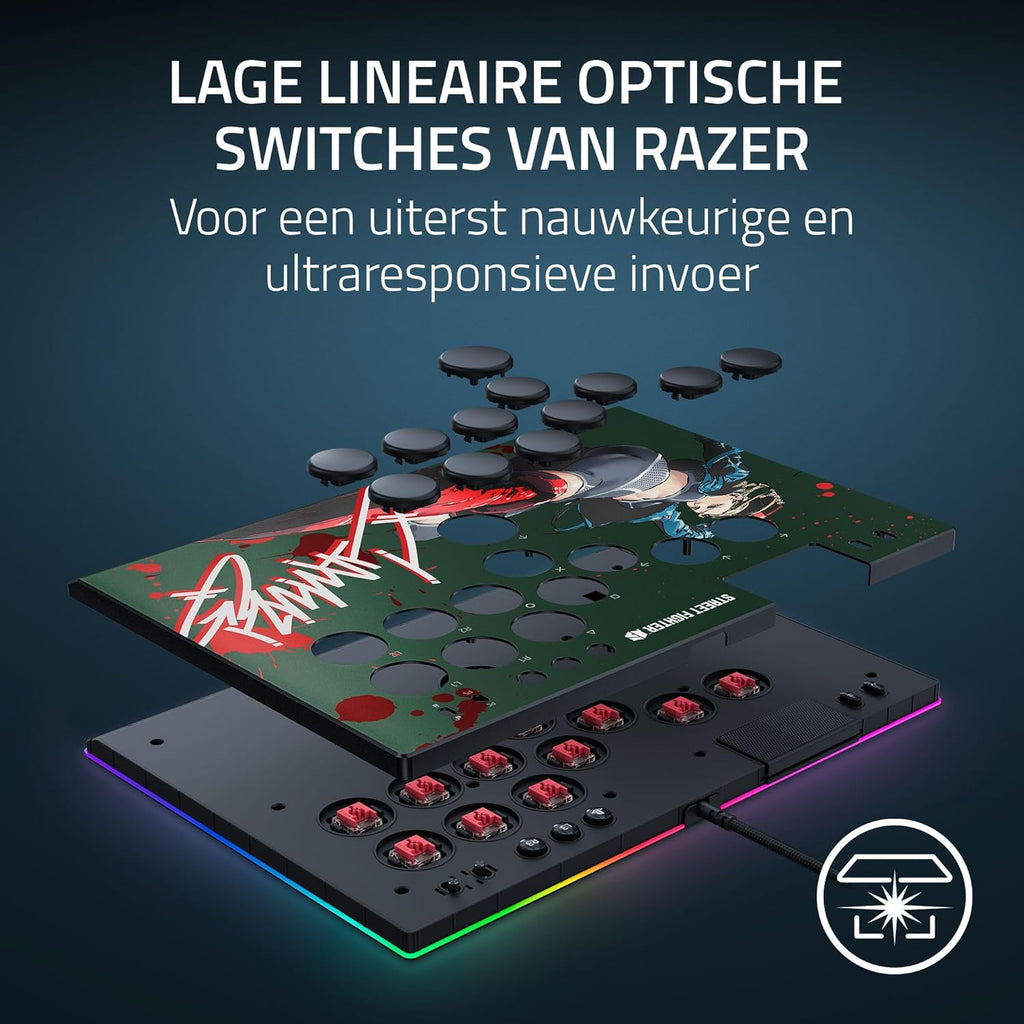 Razer Kitsune - Optische arcadecontroller met knoppen voor PS5 en pc (Nauwkeurige knopindeling met vier bewegingsrichtingen, Lage lineaire optische switches van Razer, Dun en draagbaar ontwerp) Zwart