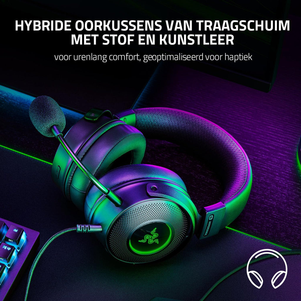 Razer Kraken V4 - Draadloze Gaming Headset (3 Modes Connectiviteit, TriForce 40mm Drivers, 9-Zone RGB Earcup Verlichting, Mix & Volume aanpassingen, THX Spatial Audio) Zwart