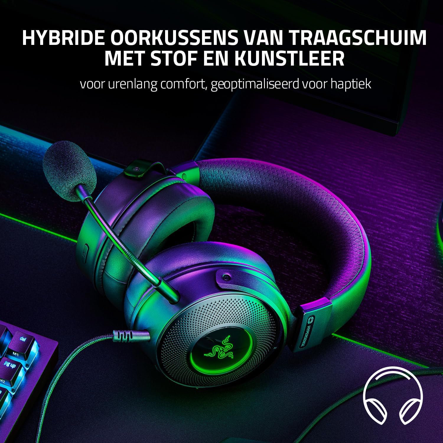Razer Kraken V4 - Draadloze Gaming Headset (3 Modes Connectiviteit, TriForce 40mm Drivers, 9-Zone RGB Earcup Verlichting, Mix & Volume aanpassingen, THX Spatial Audio) Zwart