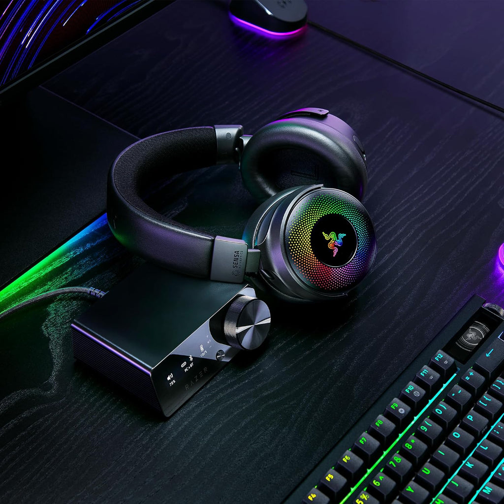 Razer Kraken V4 - Draadloze Gaming Headset (3 Modes Connectiviteit, TriForce 40mm Drivers, 9-Zone RGB Earcup Verlichting, Mix & Volume aanpassingen, THX Spatial Audio) Zwart