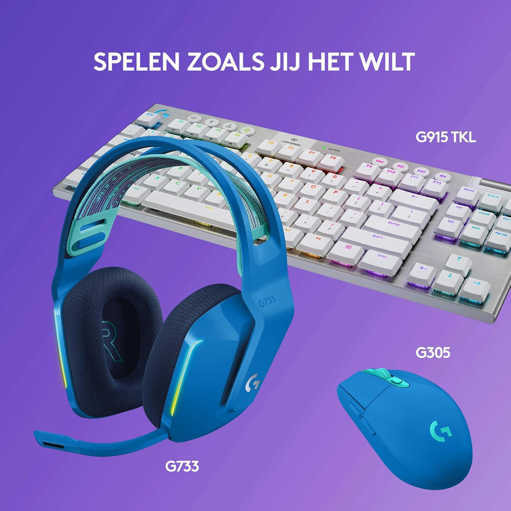 Logitech G522 LIGHTSPEED draadloze gaming headset, LIGHTSYNC RGB, microfoon en geavanceerde gesynchroniseerde audio, drievoudige connectiviteit - LIGHTSPEED, Bluetooth, USB-A naar USB-C voor pc -Zwart