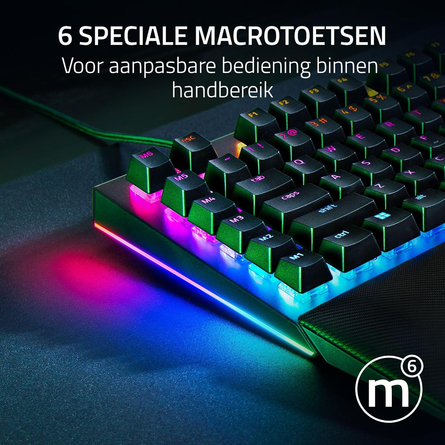 Razer BlackWidow V4 - Mechanisch gaming toetsenbord met Chroma RGB (Mechanische Razer gele schakelaars, 6 speciale macro toetsen, Doubleshot ABS keycaps) QWERTY US Layout | Zwart