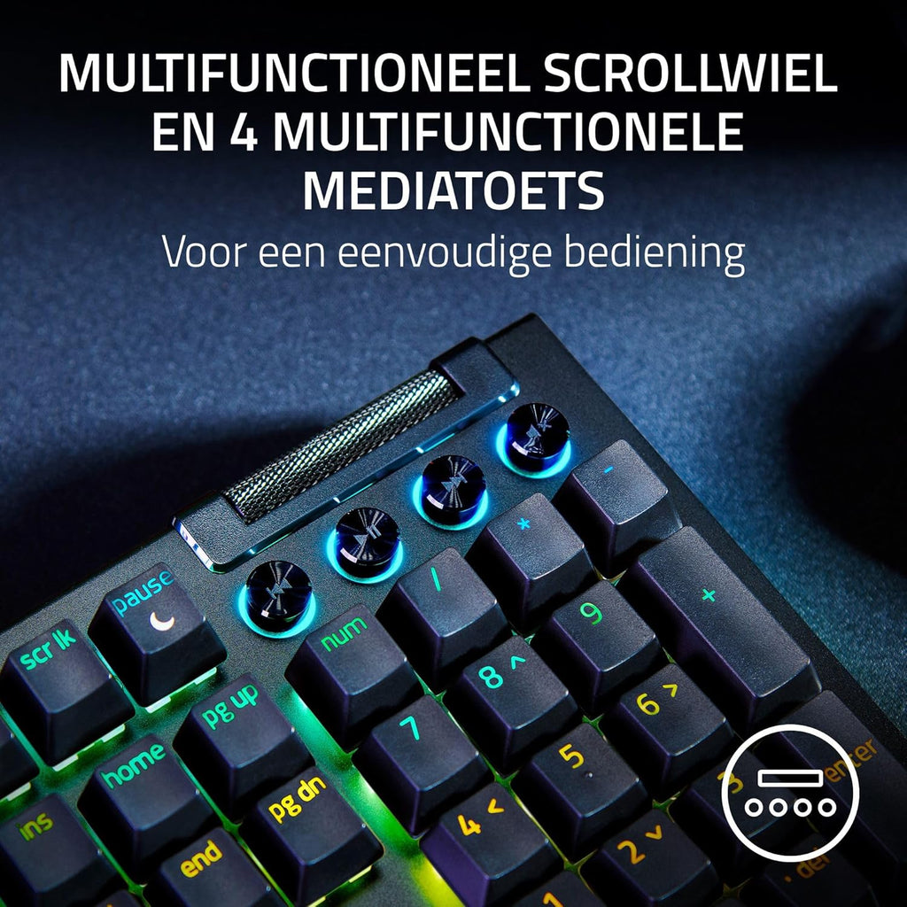 Razer BlackWidow V4 - Mechanisch gaming toetsenbord met Chroma RGB (Mechanische Razer gele schakelaars, 6 speciale macro toetsen, Doubleshot ABS keycaps) QWERTY US Layout | Zwart