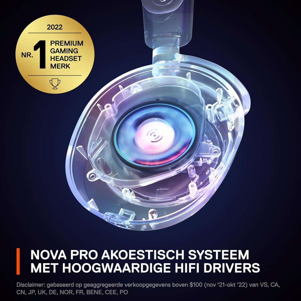 SteelSeries Arctis Nova Pro Wireless gameheadset, aansluiting op meerdere systemen, Neodymiummagneetdrivers, Actieve ruisonderdrukking, Infinity Power System, Xbox Series X|S, Xbox One, Windows 10/11