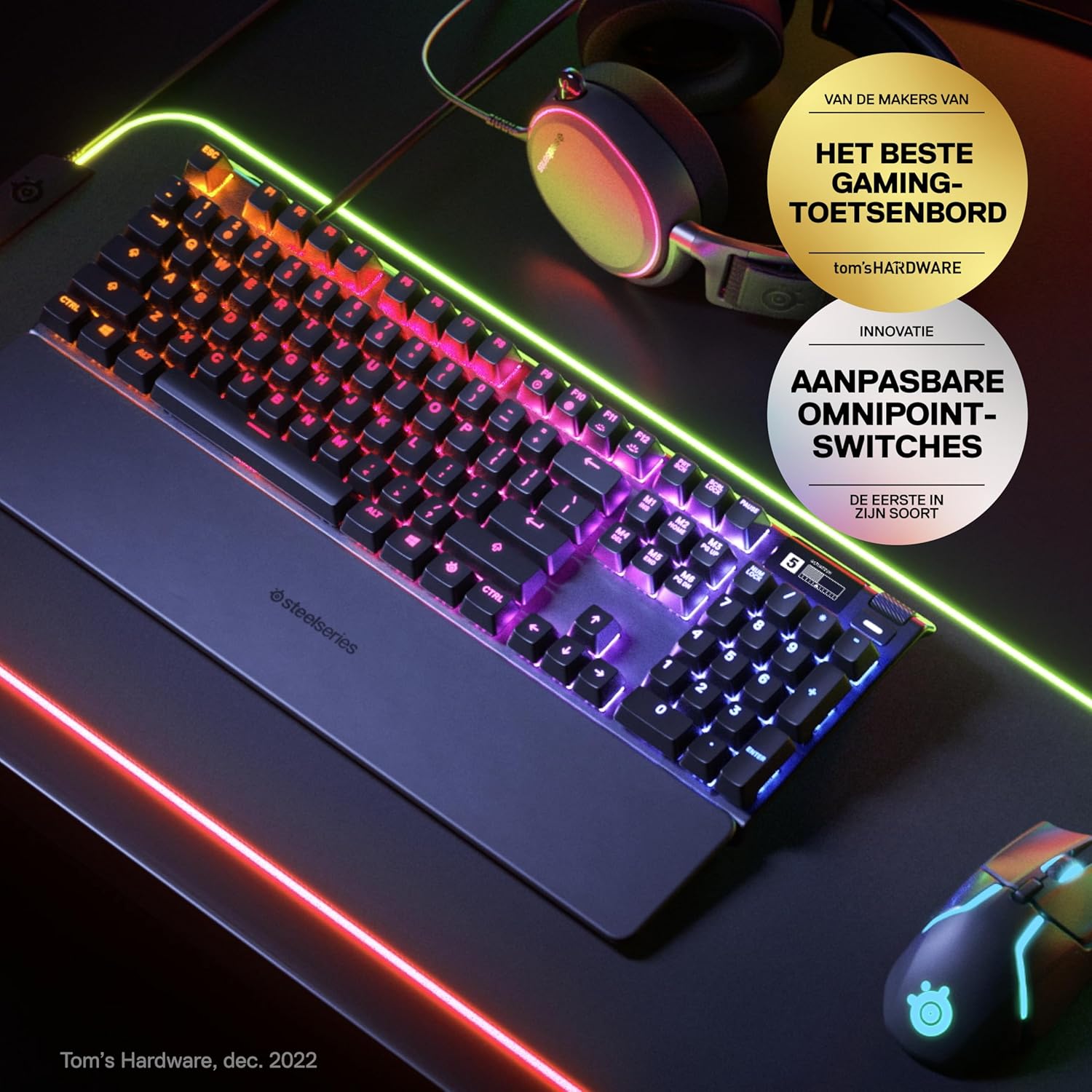 SteelSeries Apex Pro Mini Gen 3 OmniPoint 3.0 HyperMagnetic-schakelaars - Verstelbare activering - Rapid Trigger - Presets voor games - Protection Mode - Rapid Tap/SOCD - RGB - PBT-keycaps - UK QWERTY