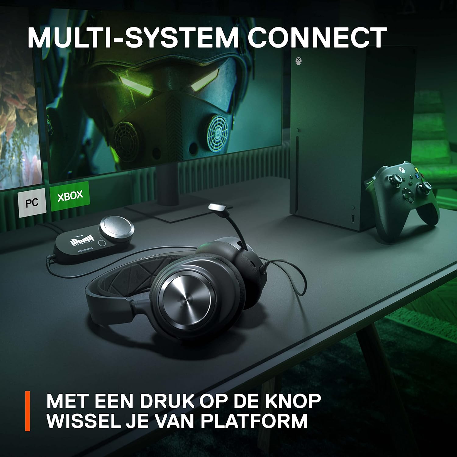 SteelSeries Arctis Nova Pro Wireless gameheadset, aansluiting op meerdere systemen, Neodymiummagneetdrivers, Actieve ruisonderdrukking, Infinity Power System, Xbox Series X|S, Xbox One, Windows 10/11