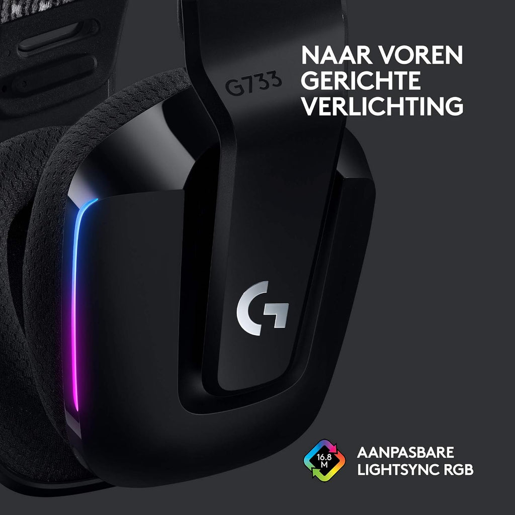 Logitech G522 LIGHTSPEED draadloze gaming headset, LIGHTSYNC RGB, microfoon en geavanceerde gesynchroniseerde audio, drievoudige connectiviteit - LIGHTSPEED, Bluetooth, USB-A naar USB-C voor pc -Zwart