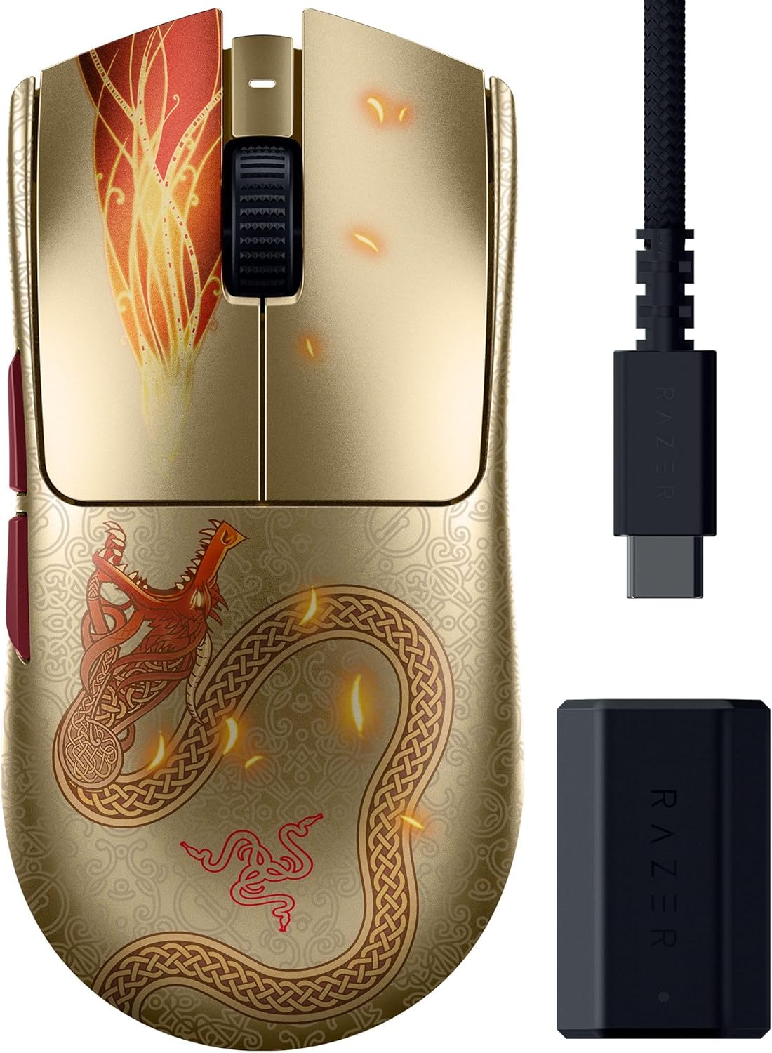 Razer Viper V3 Pro Counter-Strike 2 Dragon Lore - Ultralichte draadloze esports-gamingmuis - 55g - 8K HyperPolling - Focus Pro Sensor 35K DPI - 2,4 GHz HyperSpeed - 95 uur - PC/Mac | Dragon Lore