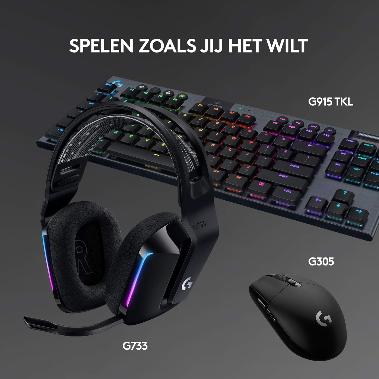 Logitech G522 LIGHTSPEED draadloze gaming headset, LIGHTSYNC RGB, microfoon en geavanceerde gesynchroniseerde audio, drievoudige connectiviteit - LIGHTSPEED, Bluetooth, USB-A naar USB-C voor pc -Zwart