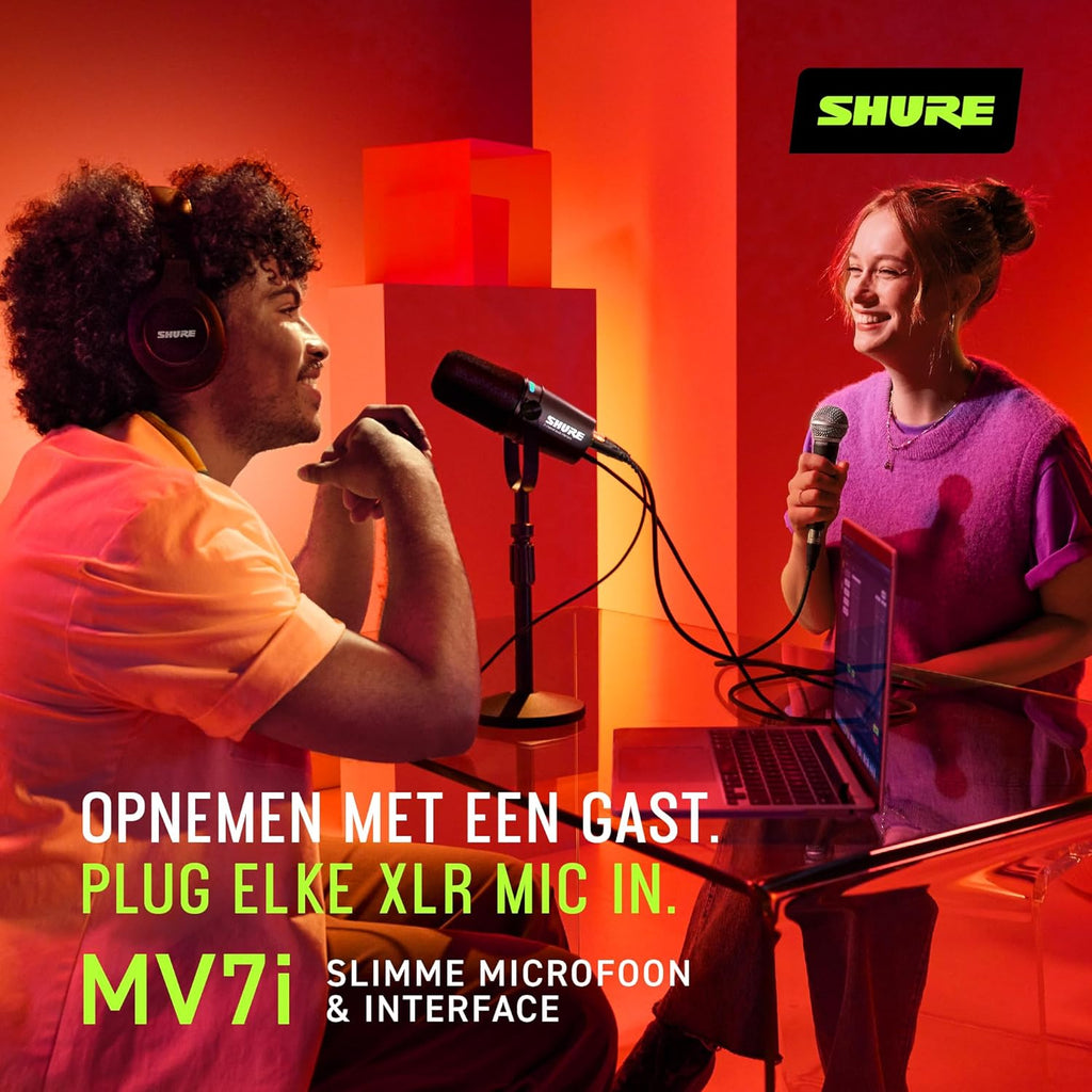 Shure MV7i Slimme Podcast Microfoon + Ingebouwde Audio Interface