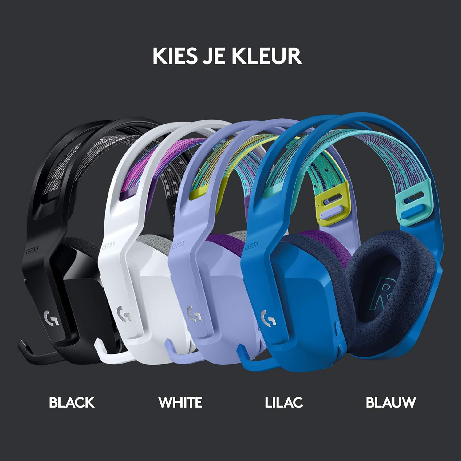 Logitech G522 LIGHTSPEED draadloze gaming headset, LIGHTSYNC RGB, microfoon en geavanceerde gesynchroniseerde audio, drievoudige connectiviteit - LIGHTSPEED, Bluetooth, USB-A naar USB-C voor pc -Zwart