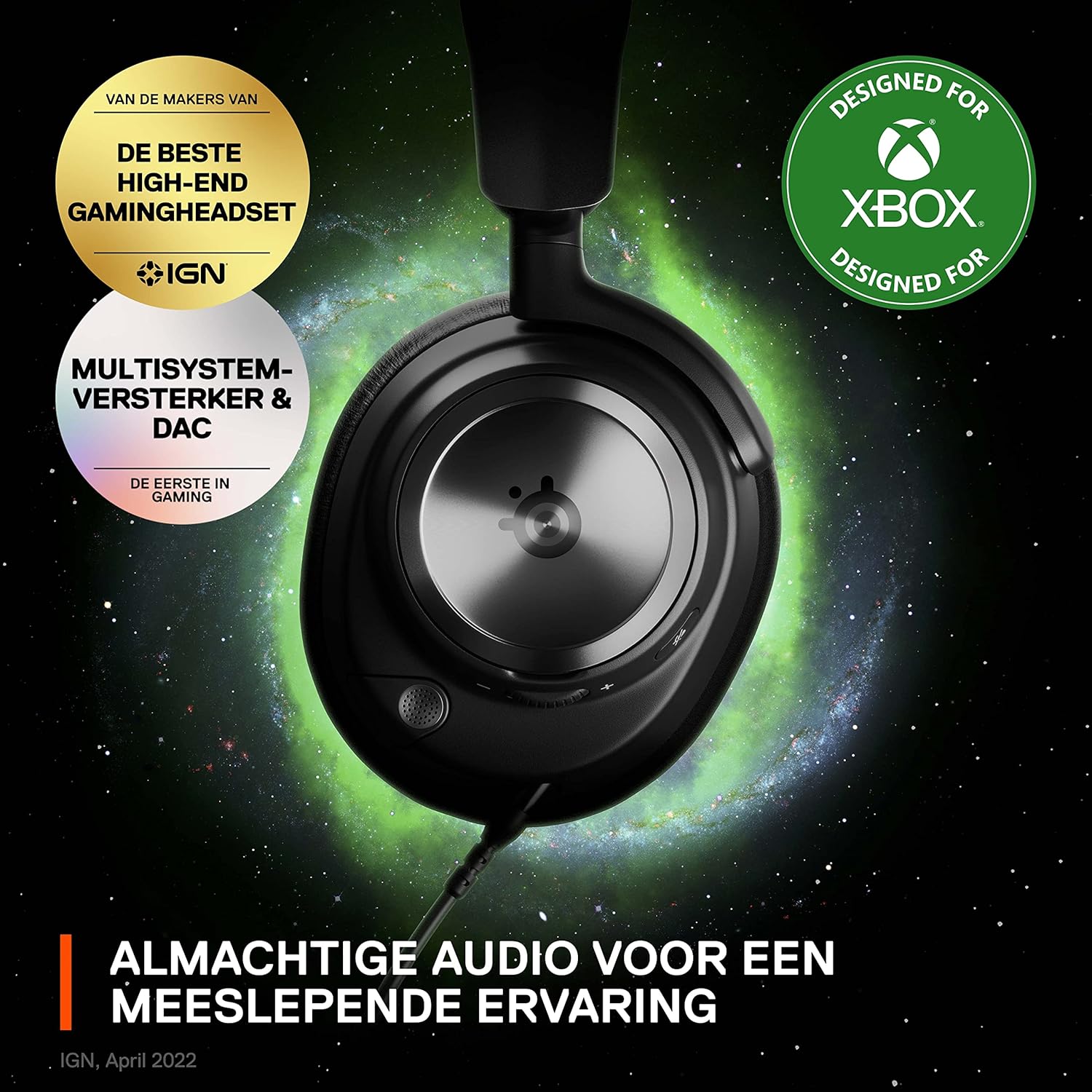 SteelSeries Arctis Nova Pro Wireless gameheadset, aansluiting op meerdere systemen, Neodymiummagneetdrivers, Actieve ruisonderdrukking, Infinity Power System, Xbox Series X|S, Xbox One, Windows 10/11
