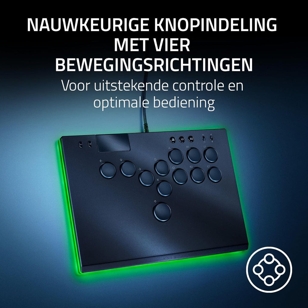 Razer Kitsune - Optische arcadecontroller met knoppen voor PS5 en pc (Nauwkeurige knopindeling met vier bewegingsrichtingen, Lage lineaire optische switches van Razer, Dun en draagbaar ontwerp) Zwart