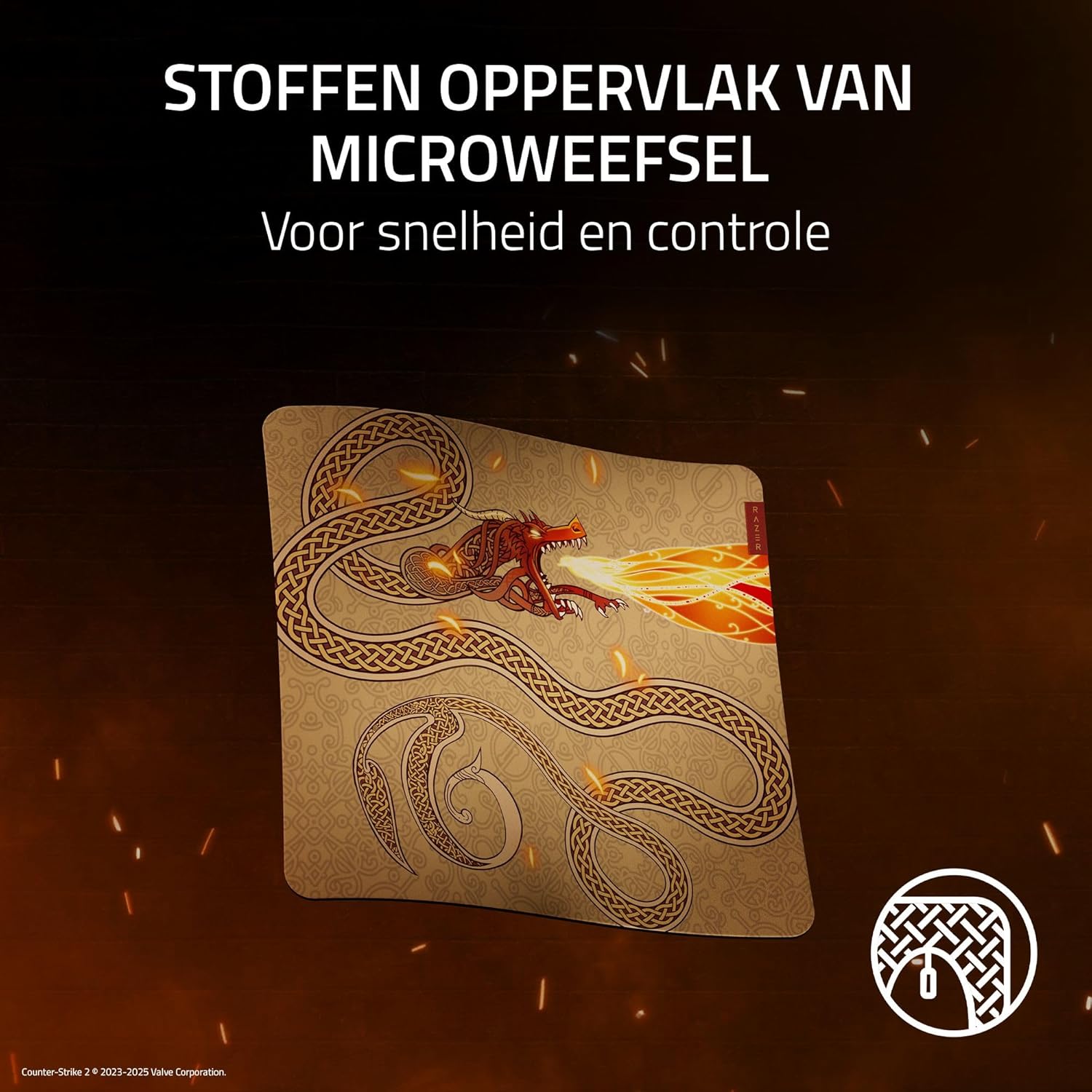 Razer Gigantus V2 L Counter-Strike 2 Dragon Lore - Zachte gamingmuismat voor optimale controle - Microweefsel met textuur - 450 x 400 x 3 mm - Antisliprubber | Dragon Lore