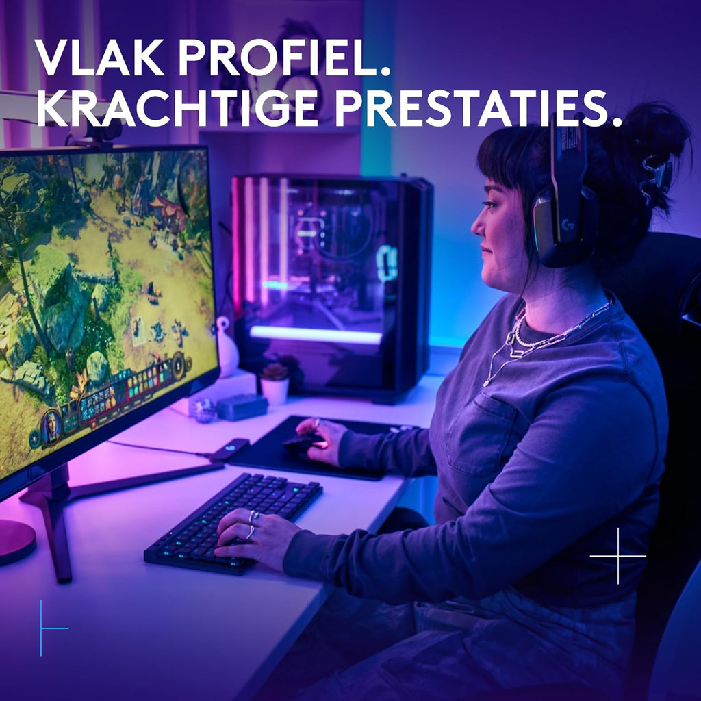 Logitech G G515 LIGHTSPEED TKL Laag profiel draadloos gamingtoetsenbord, LIGHTSYNC RGB, Thin Tenkeyless-ontwerp, PBT toetskappen, tactiele mechanische schakelaars, US International QWERTY - Zwart