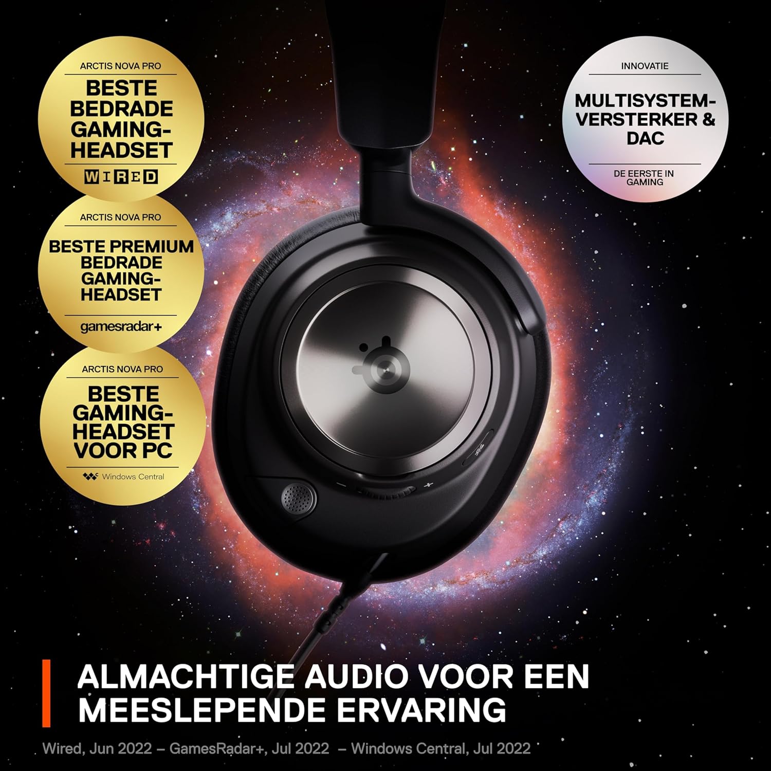 SteelSeries Arctis Nova Pro Wireless gameheadset, aansluiting op meerdere systemen, Neodymiummagneetdrivers, Actieve ruisonderdrukking, Infinity Power System, Xbox Series X|S, Xbox One, Windows 10/11