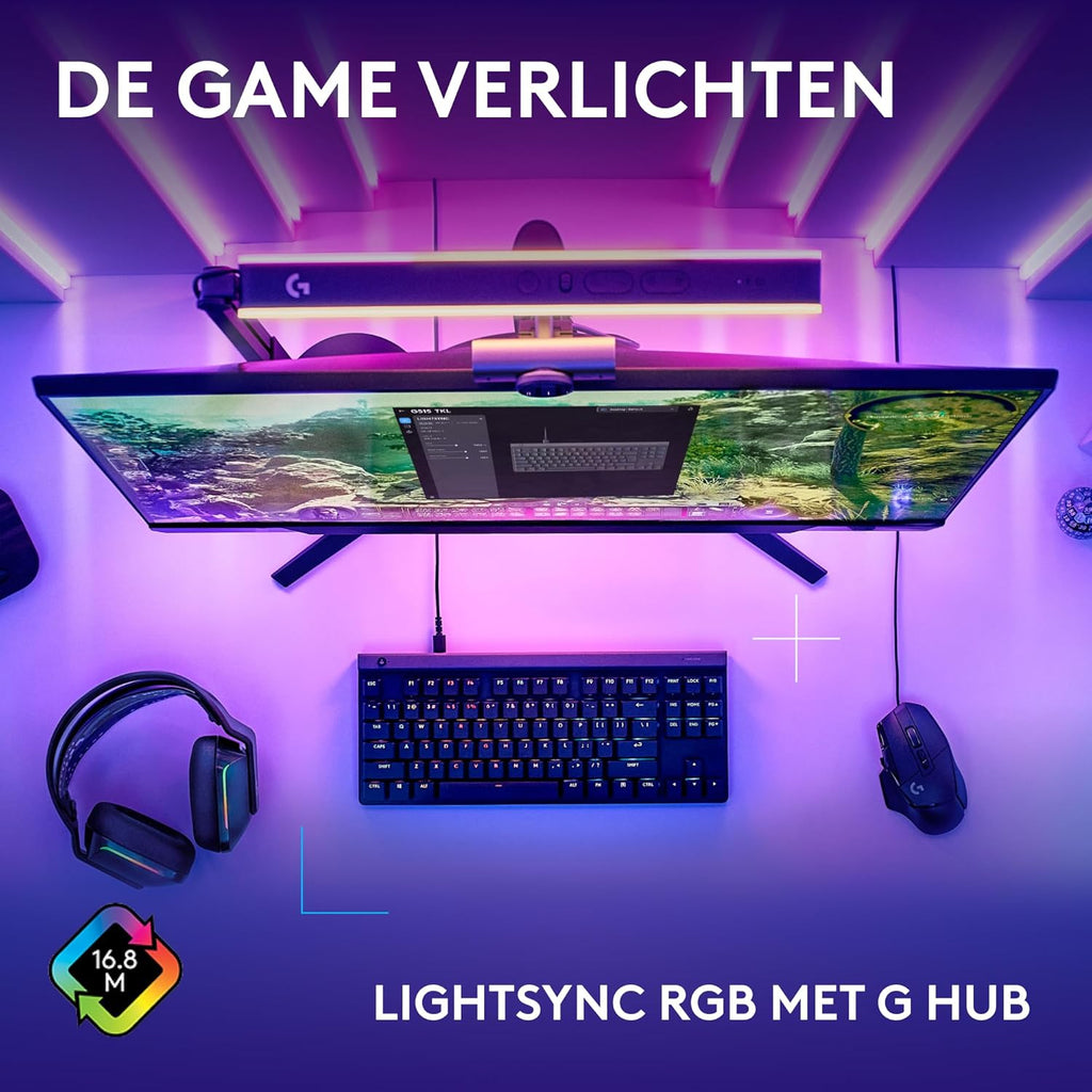 Logitech G G515 LIGHTSPEED TKL Laag profiel draadloos gamingtoetsenbord, LIGHTSYNC RGB, Thin Tenkeyless-ontwerp, PBT toetskappen, tactiele mechanische schakelaars, US International QWERTY - Zwart